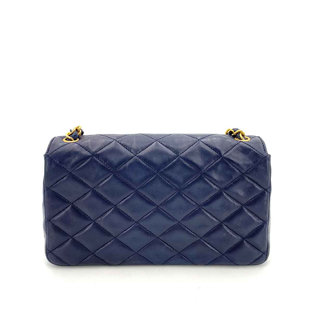 CHANEL VINTAGE BIG COCO MATELASSE CHAIN SHOULDER BAG NAVY LAMB SKIN 90242971