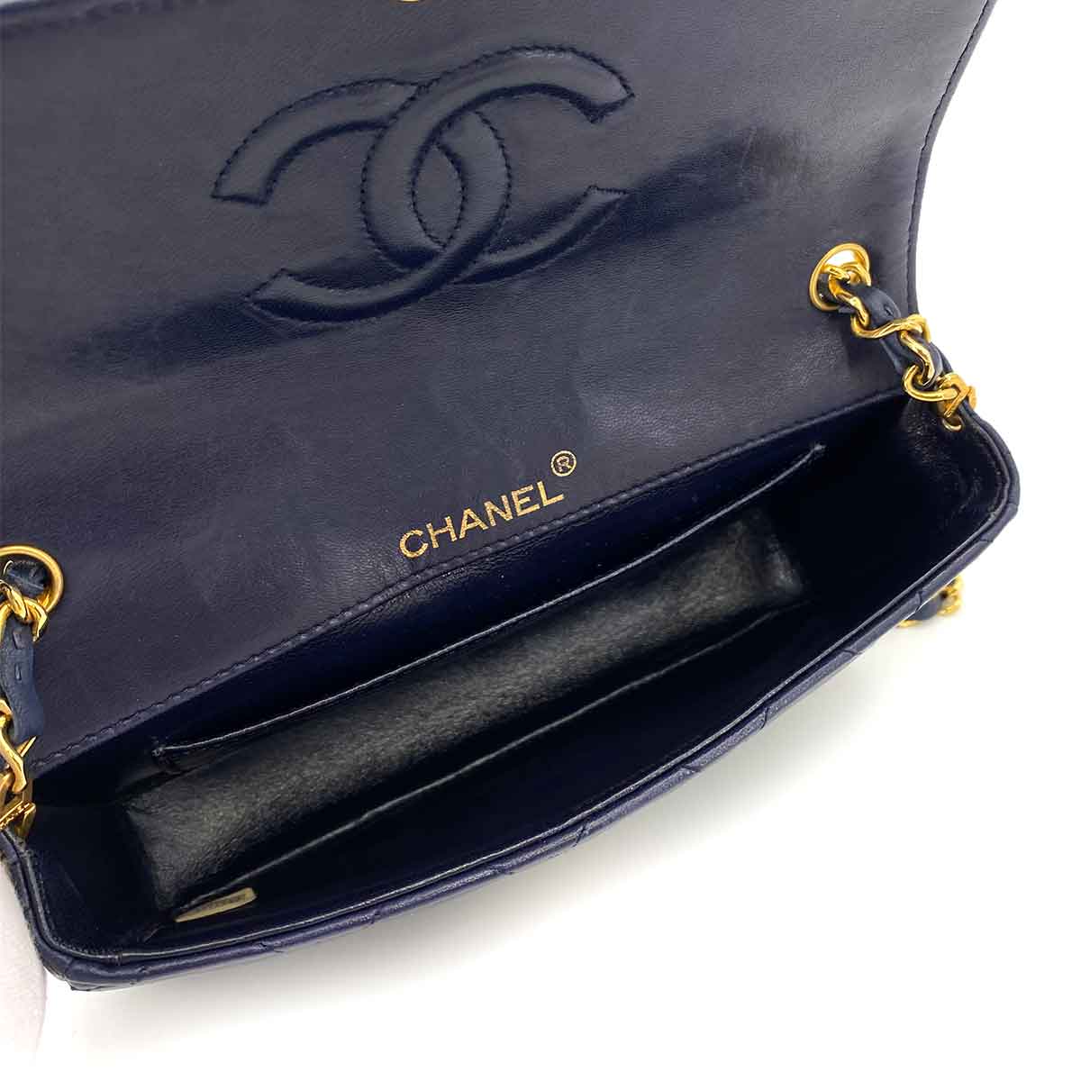 CHANEL VINTAGE BIG COCO MATELASSE CHAIN SHOULDER BAG NAVY LAMB SKIN 90242971