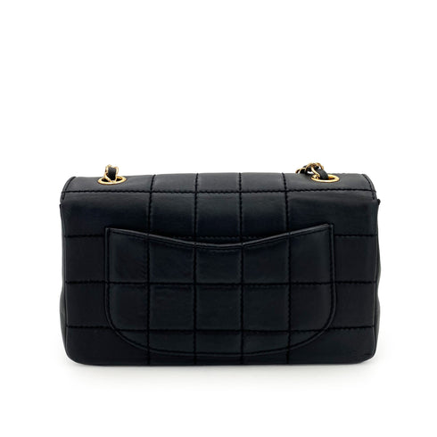 CHANEL VINTAGE CHOCOLATE BAR CHAIN SHOULDER BAG BLACK LAMB SKIN 90242972 - PURPOSE