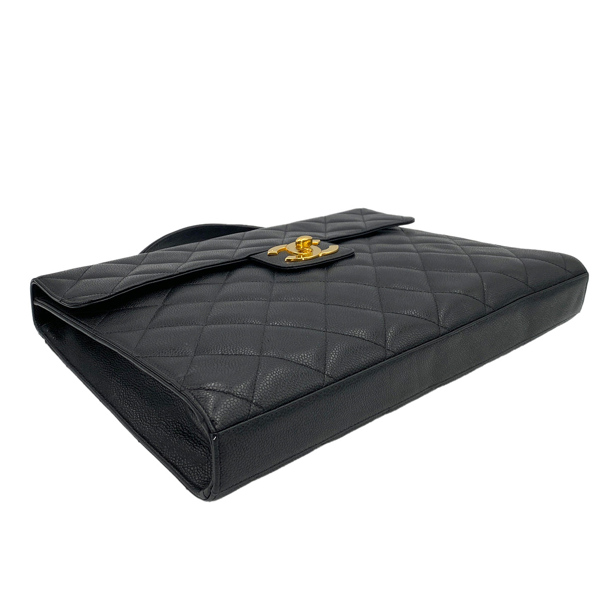 CHANEL VINTAGE BIG COCO BRIEF HAND BAG BLACK CAVIAR SKIN 90242975