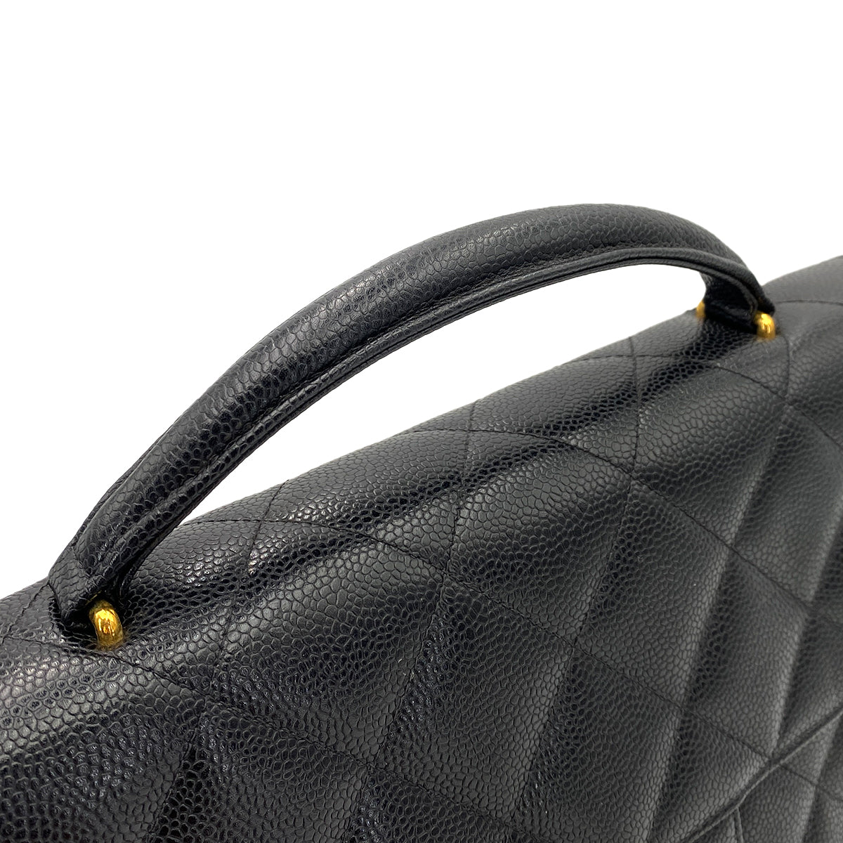 CHANEL VINTAGE BIG COCO BRIEF HAND BAG BLACK CAVIAR SKIN 90242975
