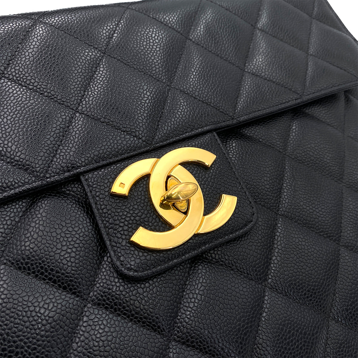 CHANEL VINTAGE BIG COCO BRIEF HAND BAG BLACK CAVIAR SKIN 90242975