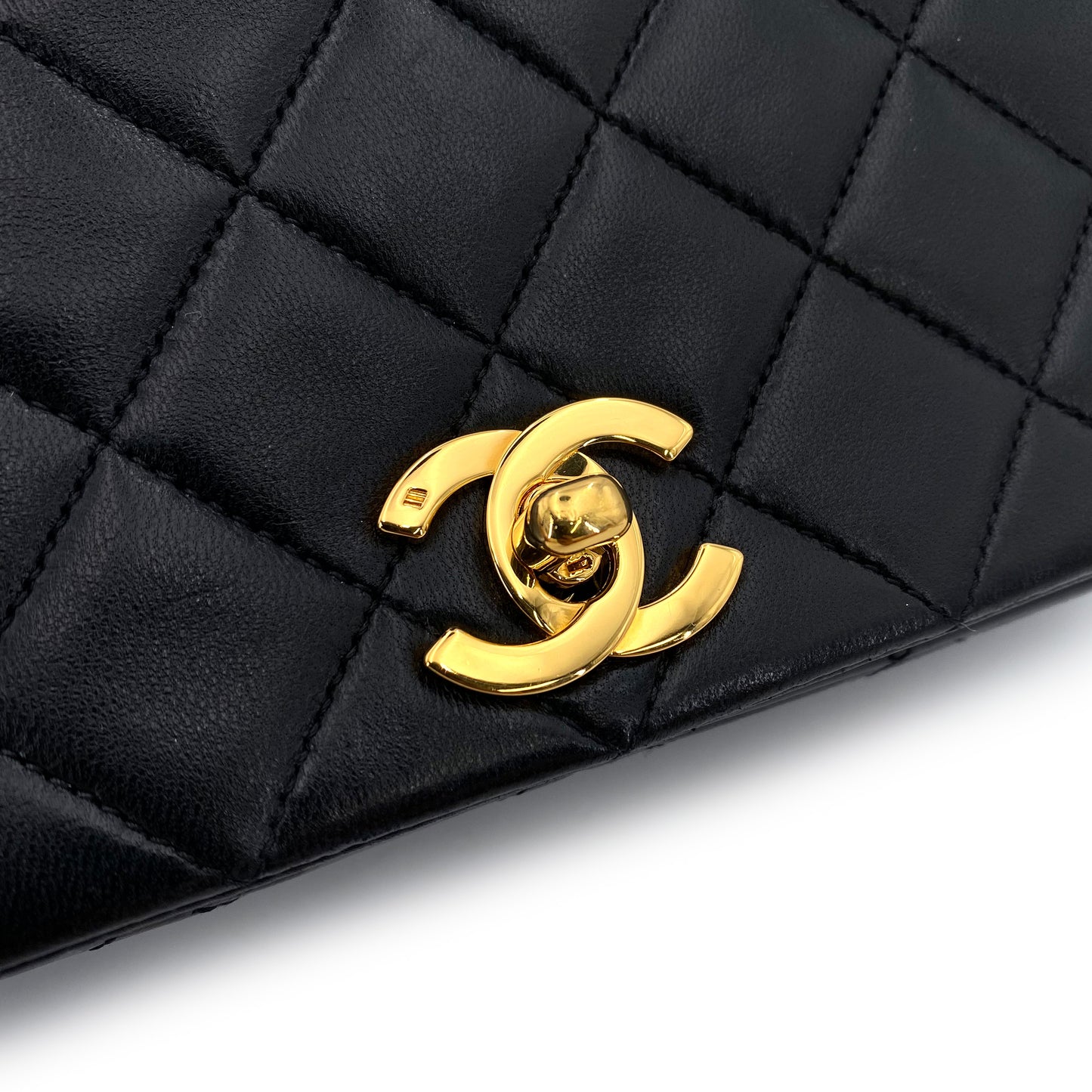 CHANEL VINTAGE FULL FLAP CHAIN SHOULDER BAG BLACK LAMB SKIN 90242976