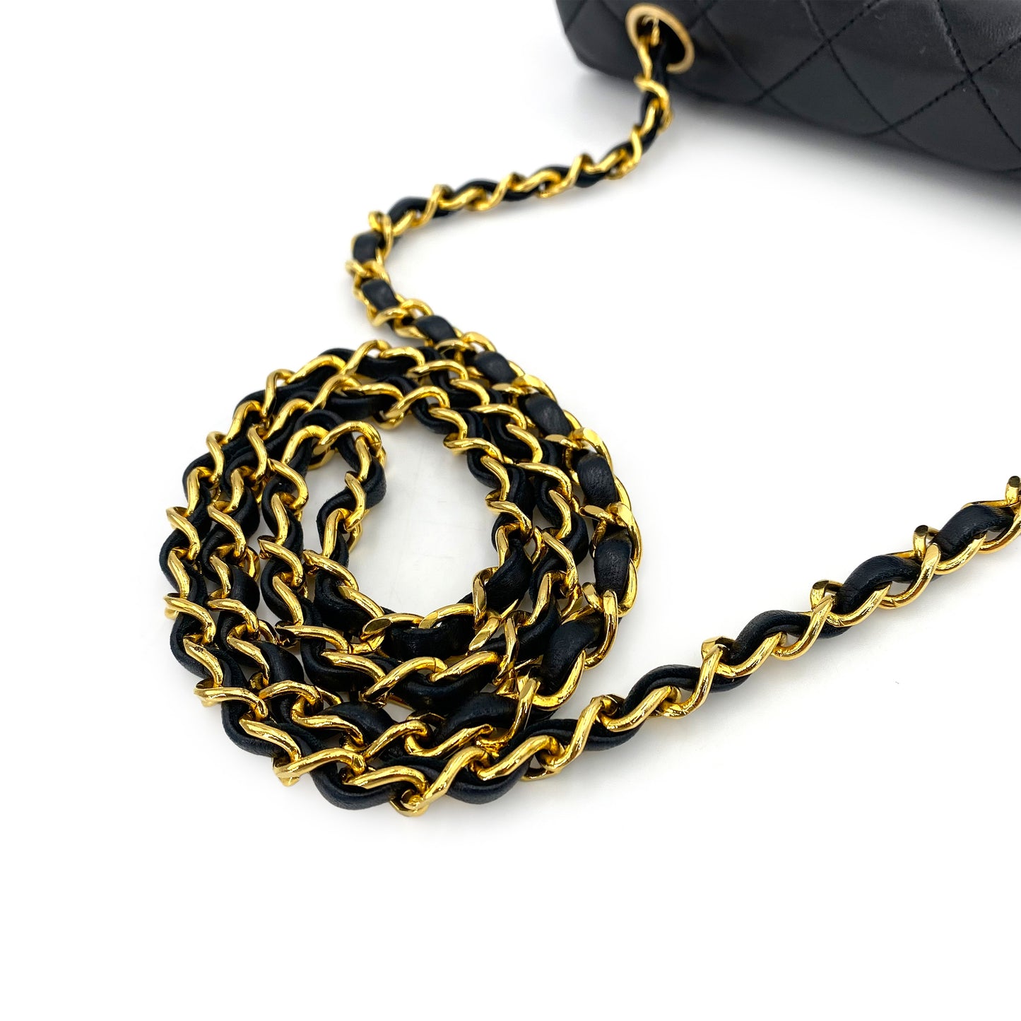 CHANEL VINTAGE FULL FLAP CHAIN SHOULDER BAG BLACK LAMB SKIN 90242976