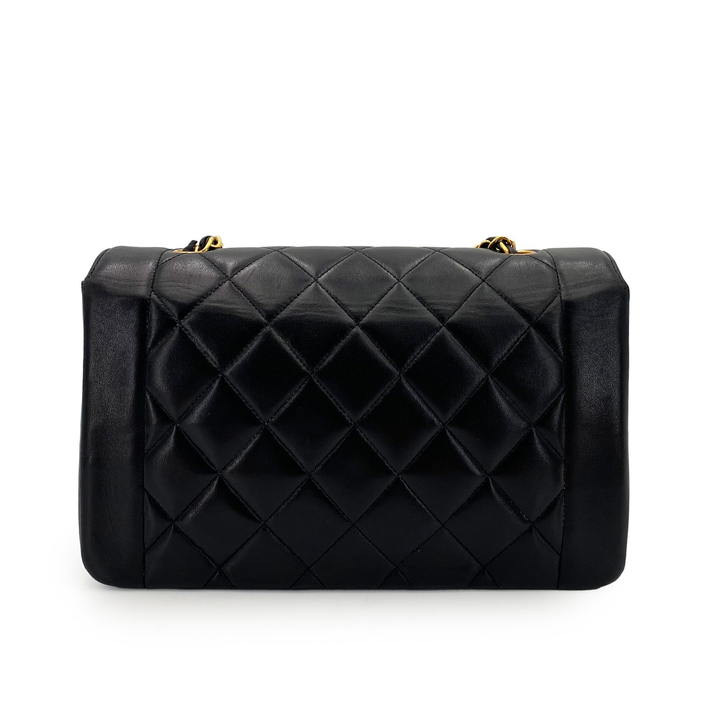 CHANEL VINTAGE DIANA MEDIUM CHAIN SHOULDER BAG BLACK LAMB SKIN 90242978
