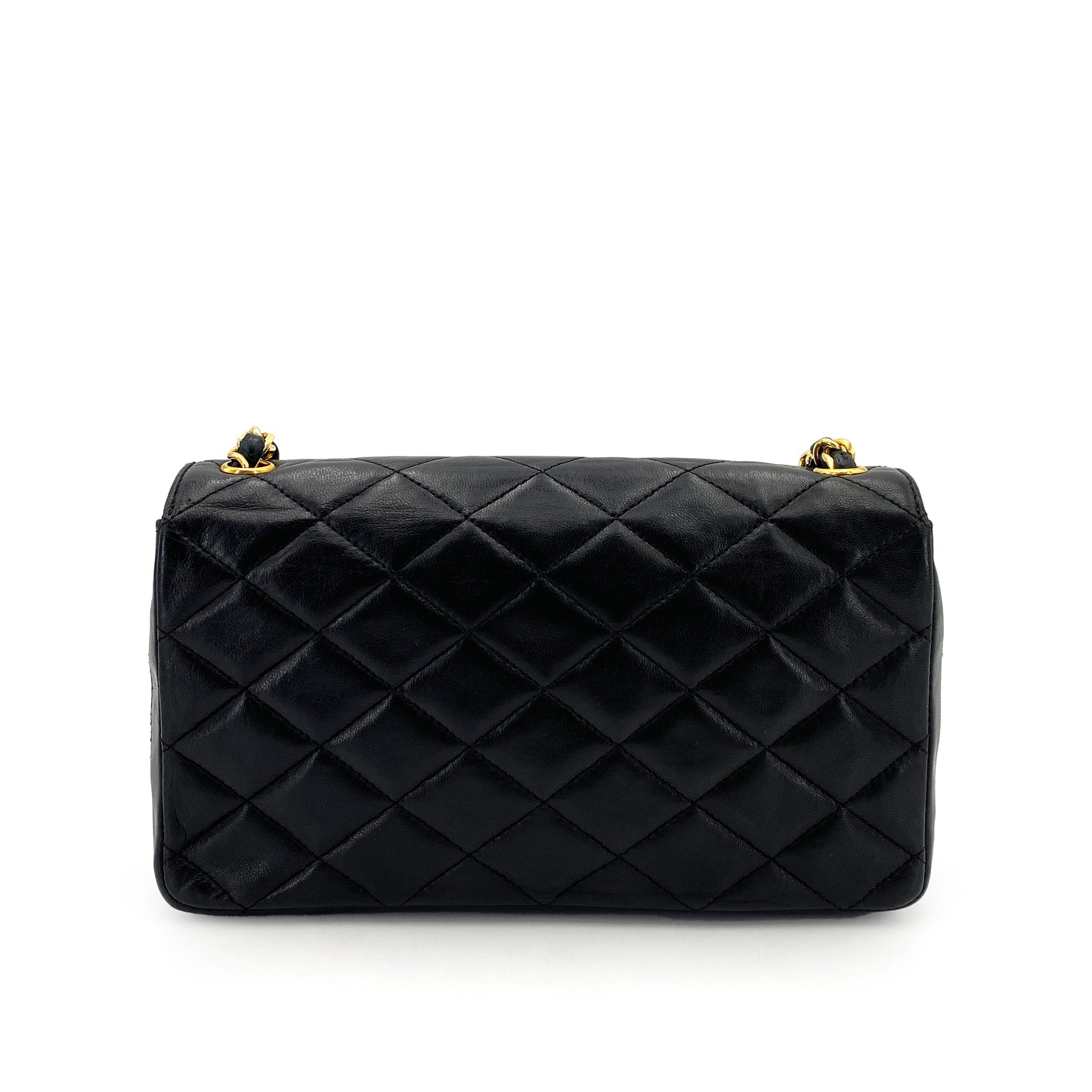 CHANEL VINTAGE BIG COCO MATELASSE CHAIN SHOULDER BAG BLACK LAMB SKIN 90242981