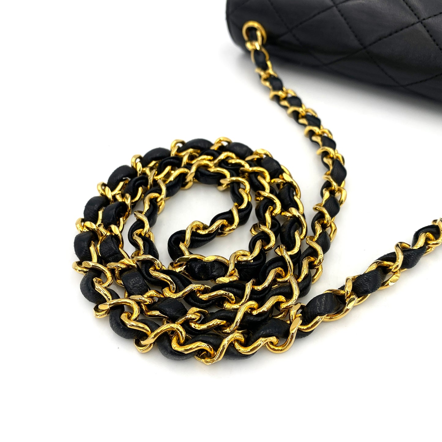 CHANEL VINTAGE BIG COCO MATELASSE CHAIN SHOULDER BAG BLACK LAMB SKIN 90242981