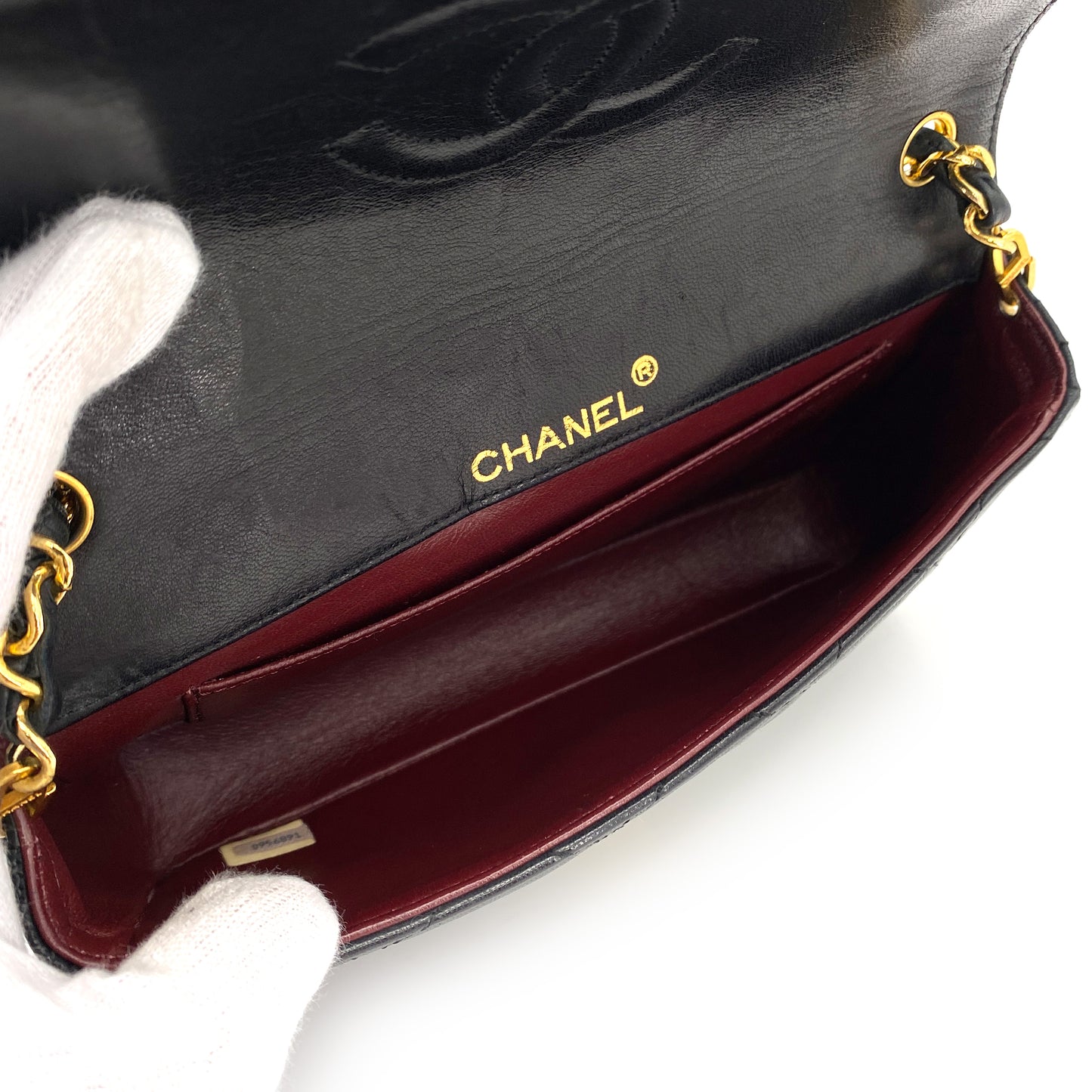CHANEL VINTAGE BIG COCO MATELASSE CHAIN SHOULDER BAG BLACK LAMB SKIN 90242981
