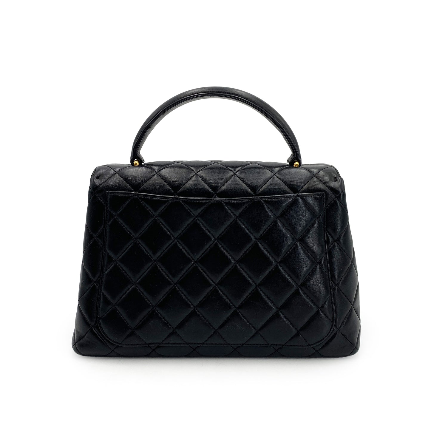 CHANEL VINTAGE MATELASSE HAND BAG BLACK LAMB SKIN 90242984