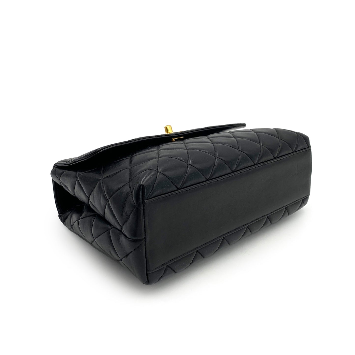 CHANEL VINTAGE MATELASSE HAND BAG BLACK LAMB SKIN 90242984