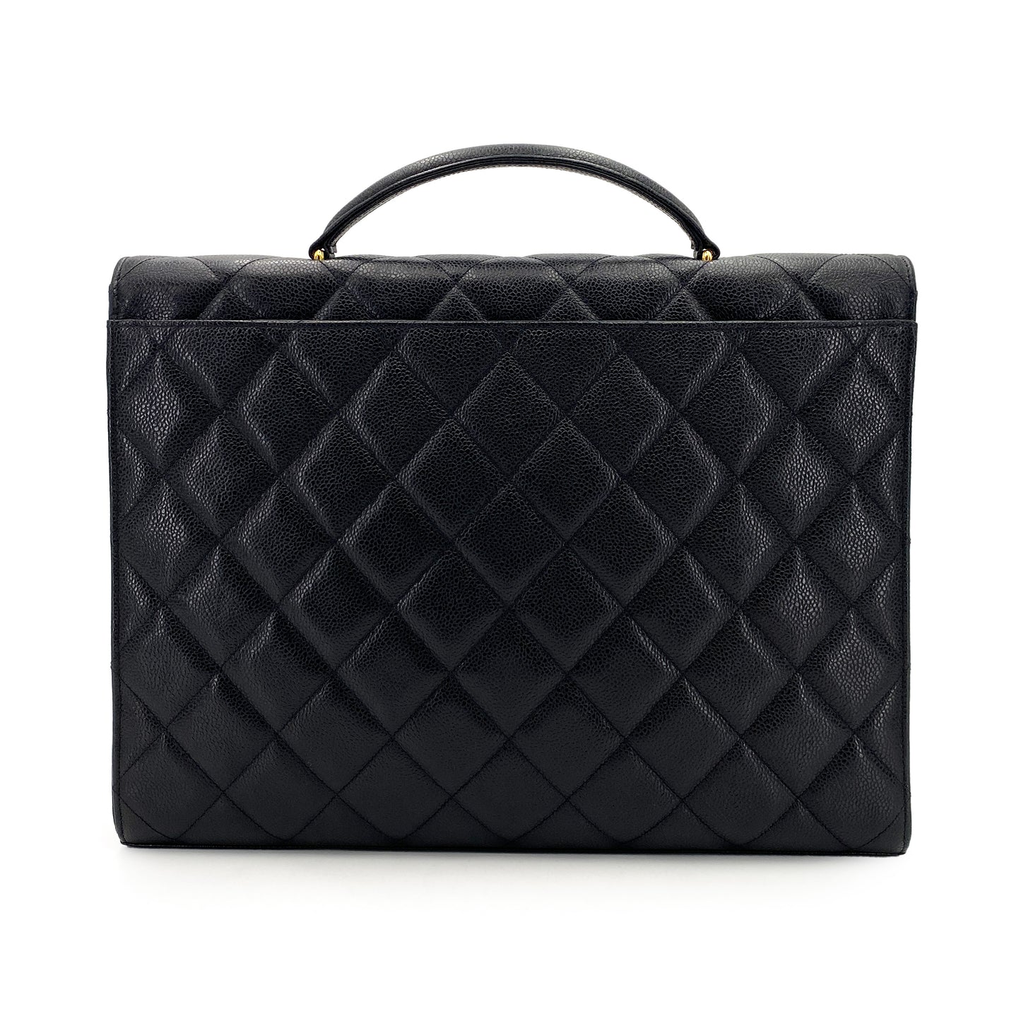 CHANEL VINTAGE BIG COCO BRIEF HAND BAG BLACK CAVIAR SKIN 90242985