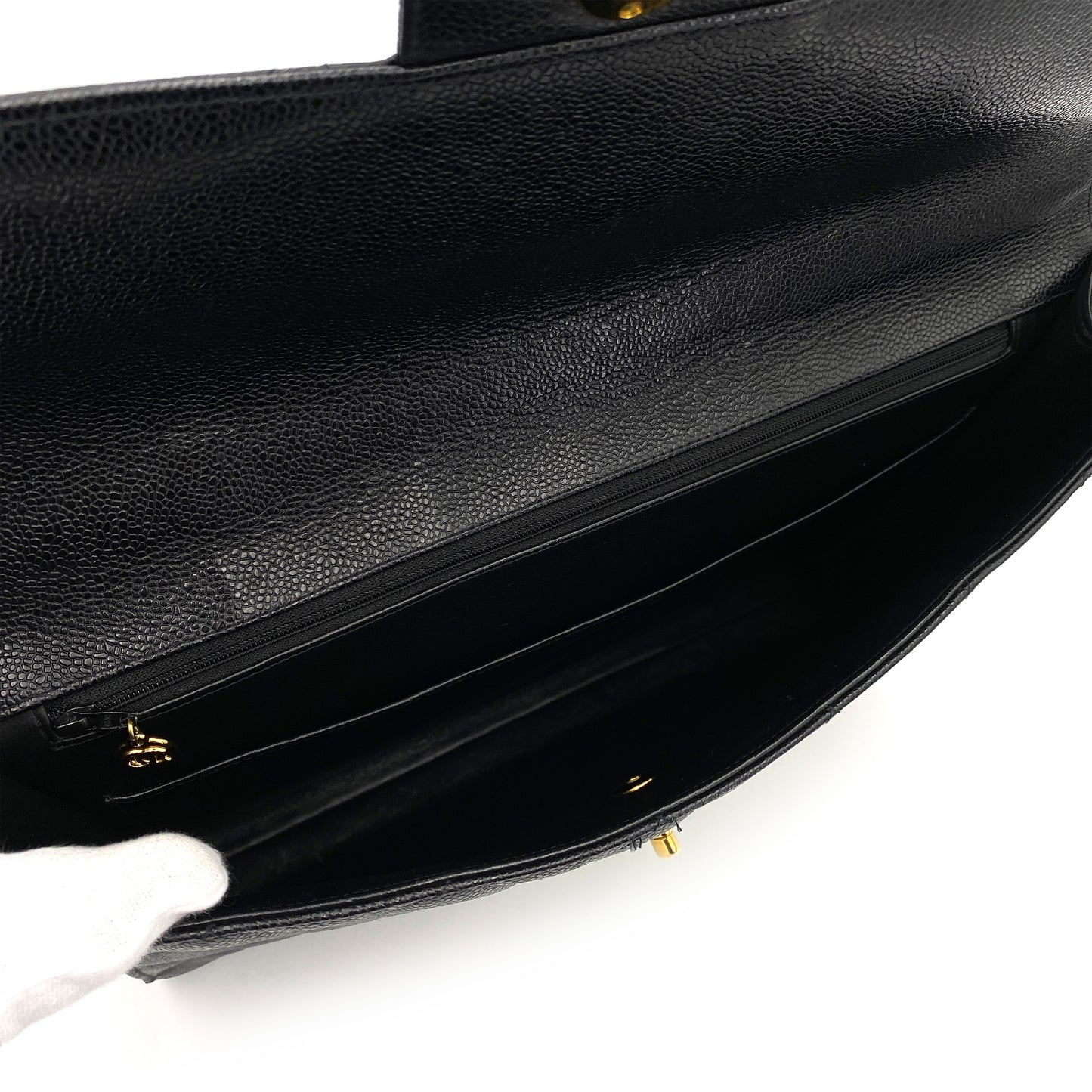 CHANEL VINTAGE BIG COCO BRIEF HAND BAG BLACK CAVIAR SKIN 90242985