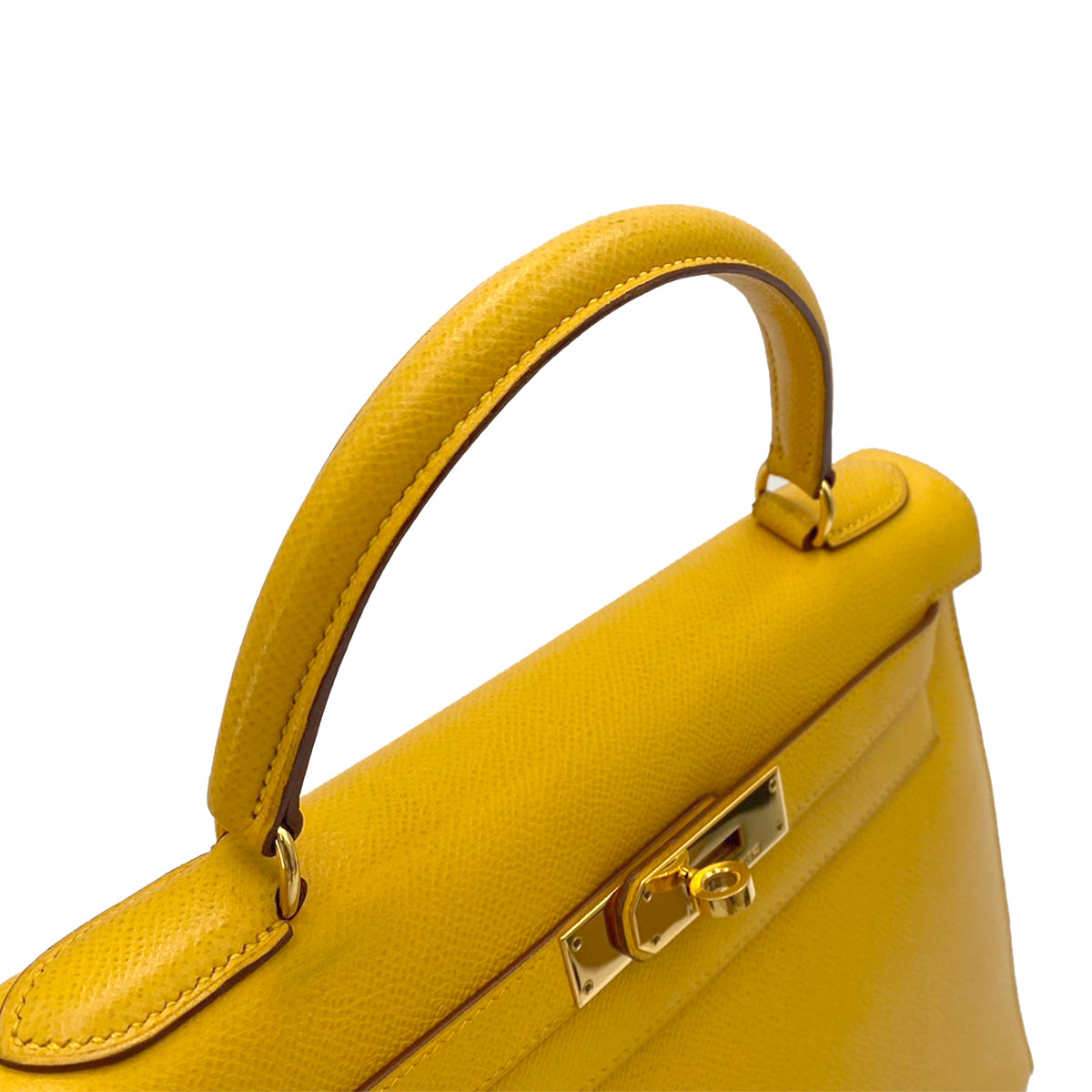 HERMES KELLY 28 SELLIER JAUNE COUCHEVEL HAND SHOULDER BAG 〇X 90242990