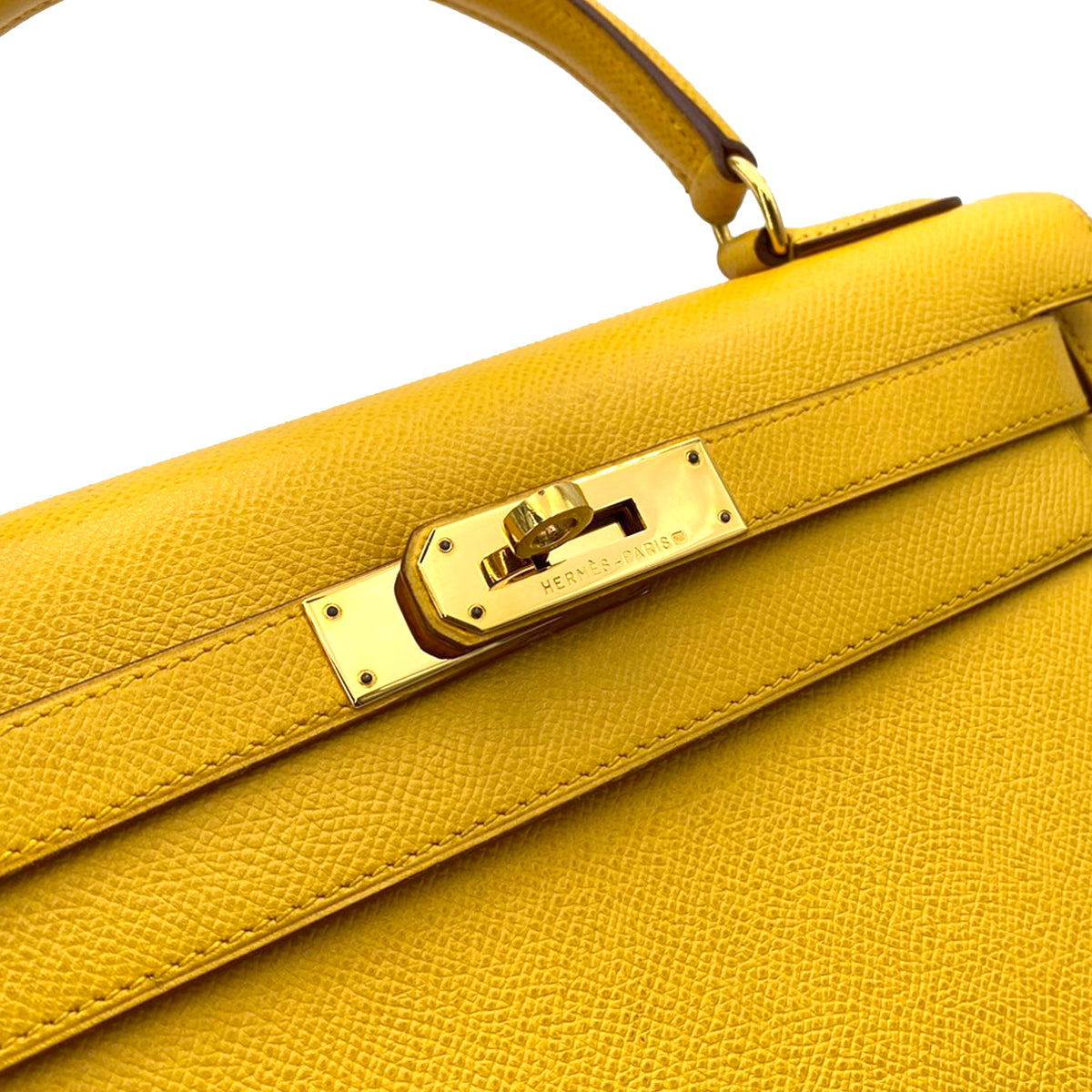 HERMES KELLY 28 SELLIER JAUNE COUCHEVEL HAND SHOULDER BAG 〇X 90242990