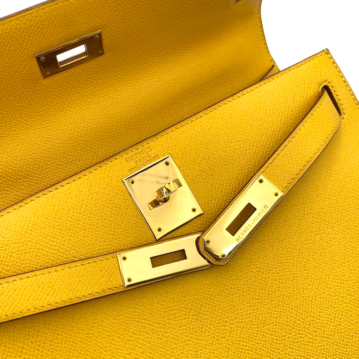 HERMES KELLY 28 SELLIER JAUNE COUCHEVEL HAND SHOULDER BAG 〇X 90242990