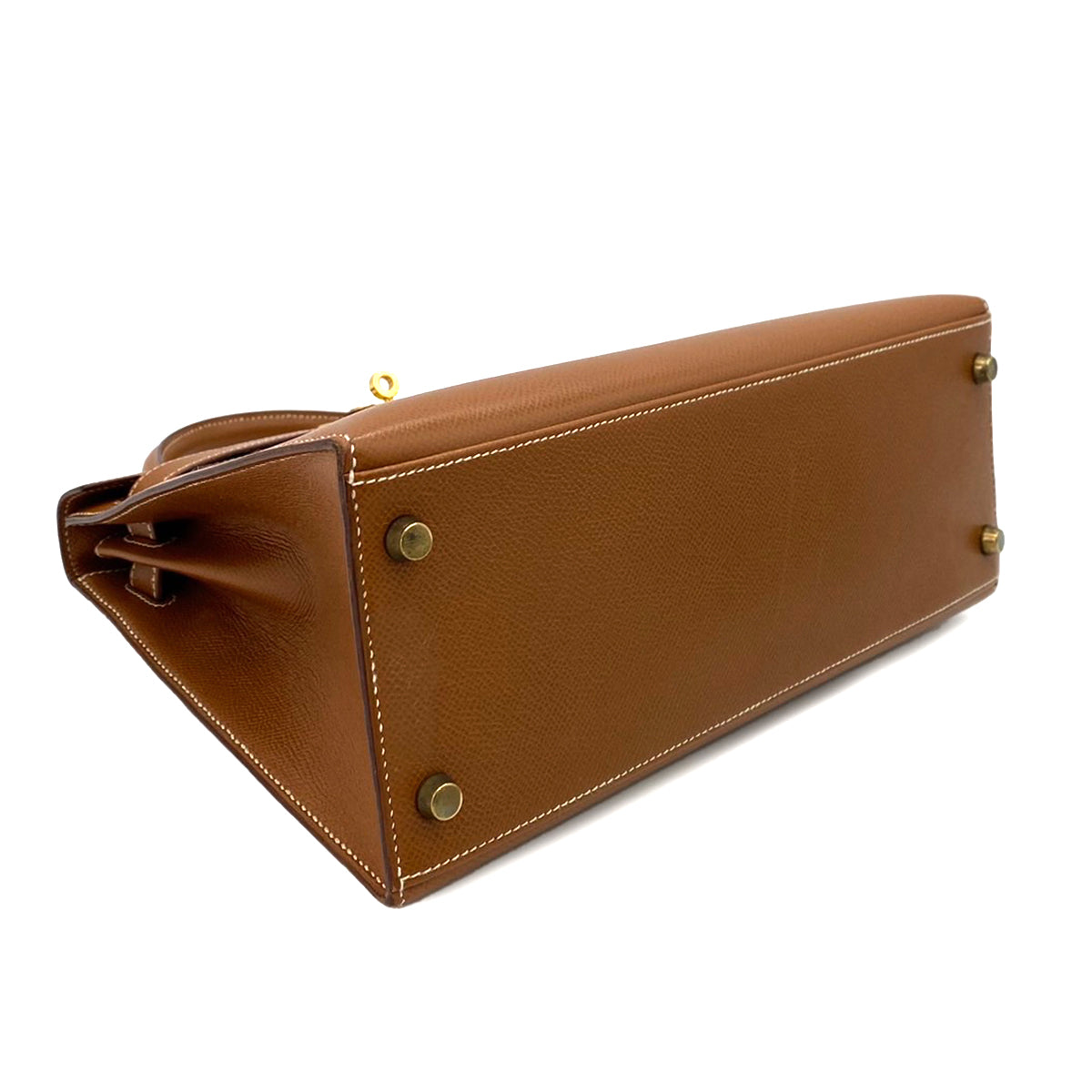 HERMES KELLY 28 SELLIER GOLD COUCHEVEL HAND SHOULDER BAG 〇U 90242991