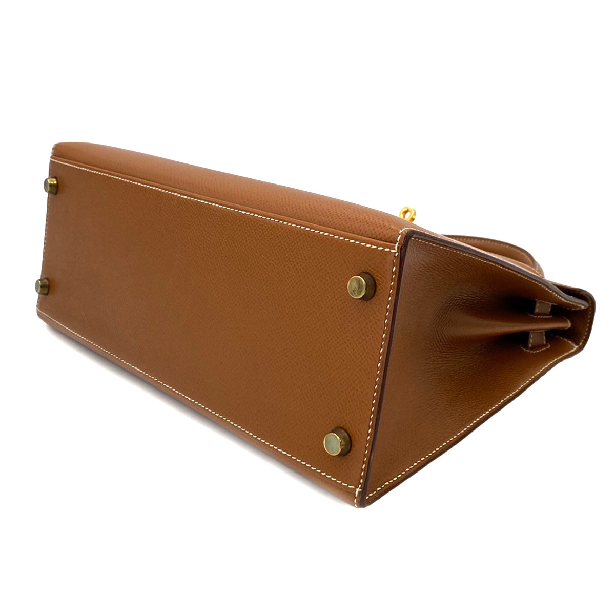 HERMES KELLY 28 SELLIER GOLD COUCHEVEL HAND SHOULDER BAG 〇U 90242991
