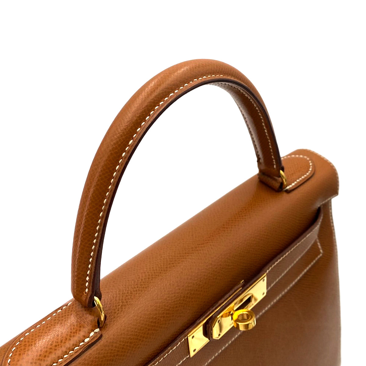 HERMES KELLY 28 SELLIER GOLD COUCHEVEL HAND SHOULDER BAG 〇U 90242991