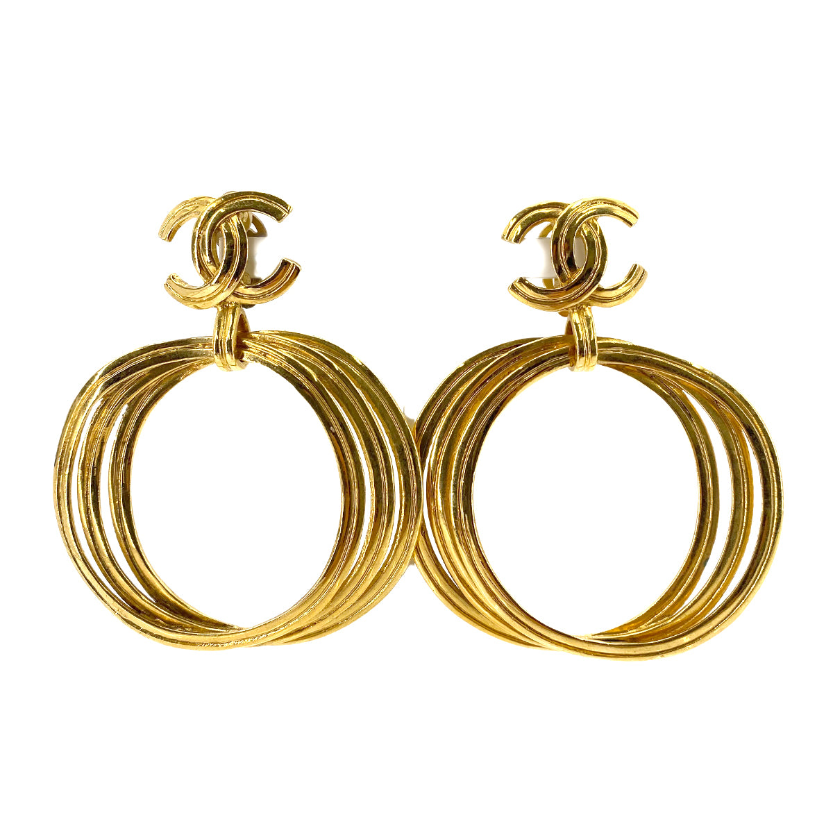 CHANEL VINTAGE EARRINGS COCOMARK HOOP ACCESSORY 96P 90242994