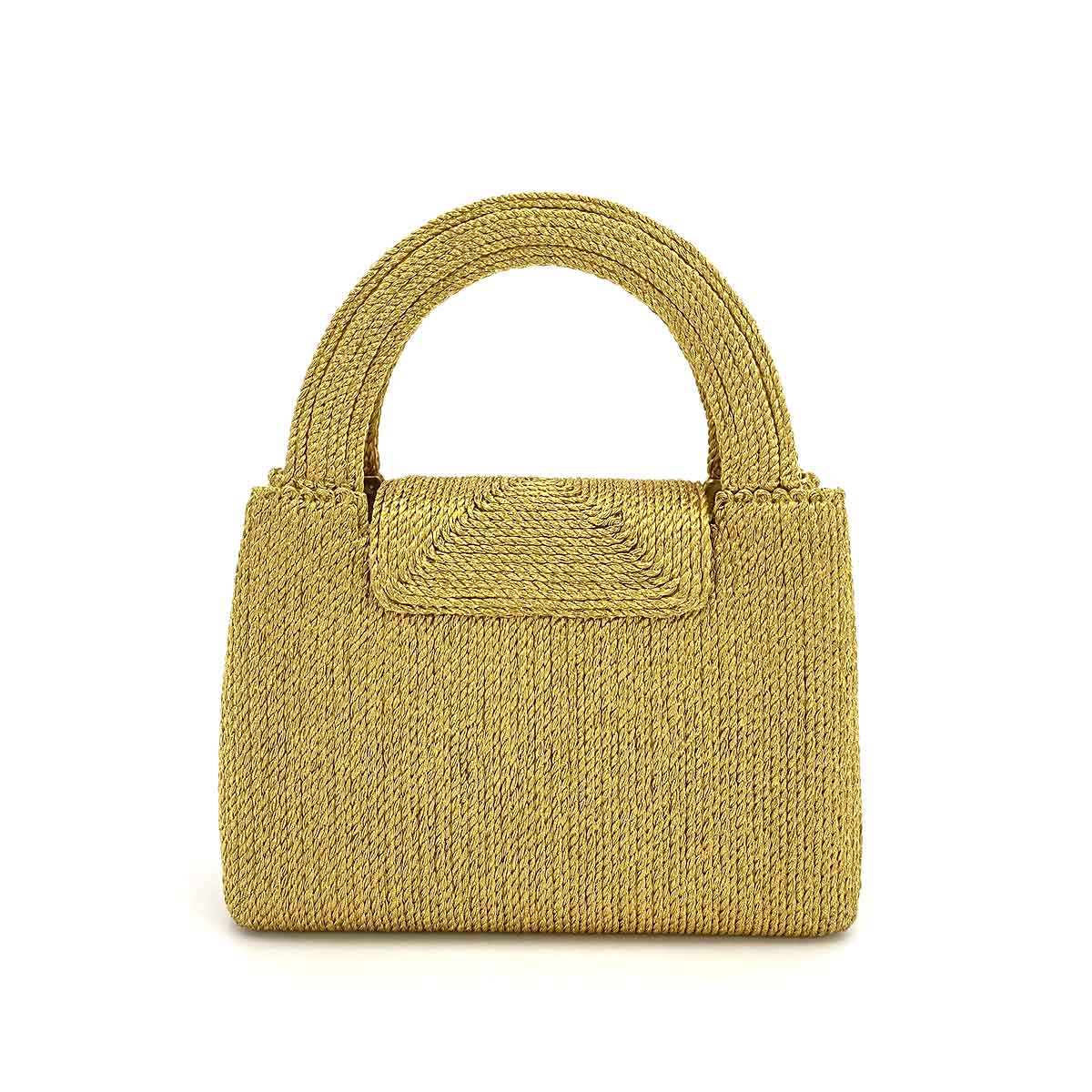 CHANEL VINTAGE KELLY TYPE MINI HAND BAG GOLD ROPE 90243197