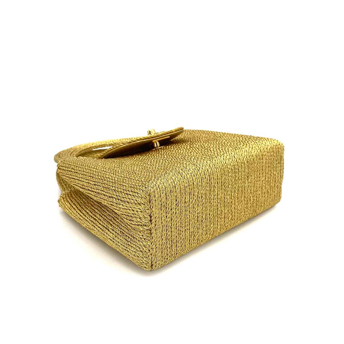 CHANEL VINTAGE KELLY TYPE MINI HAND BAG GOLD ROPE 90243197