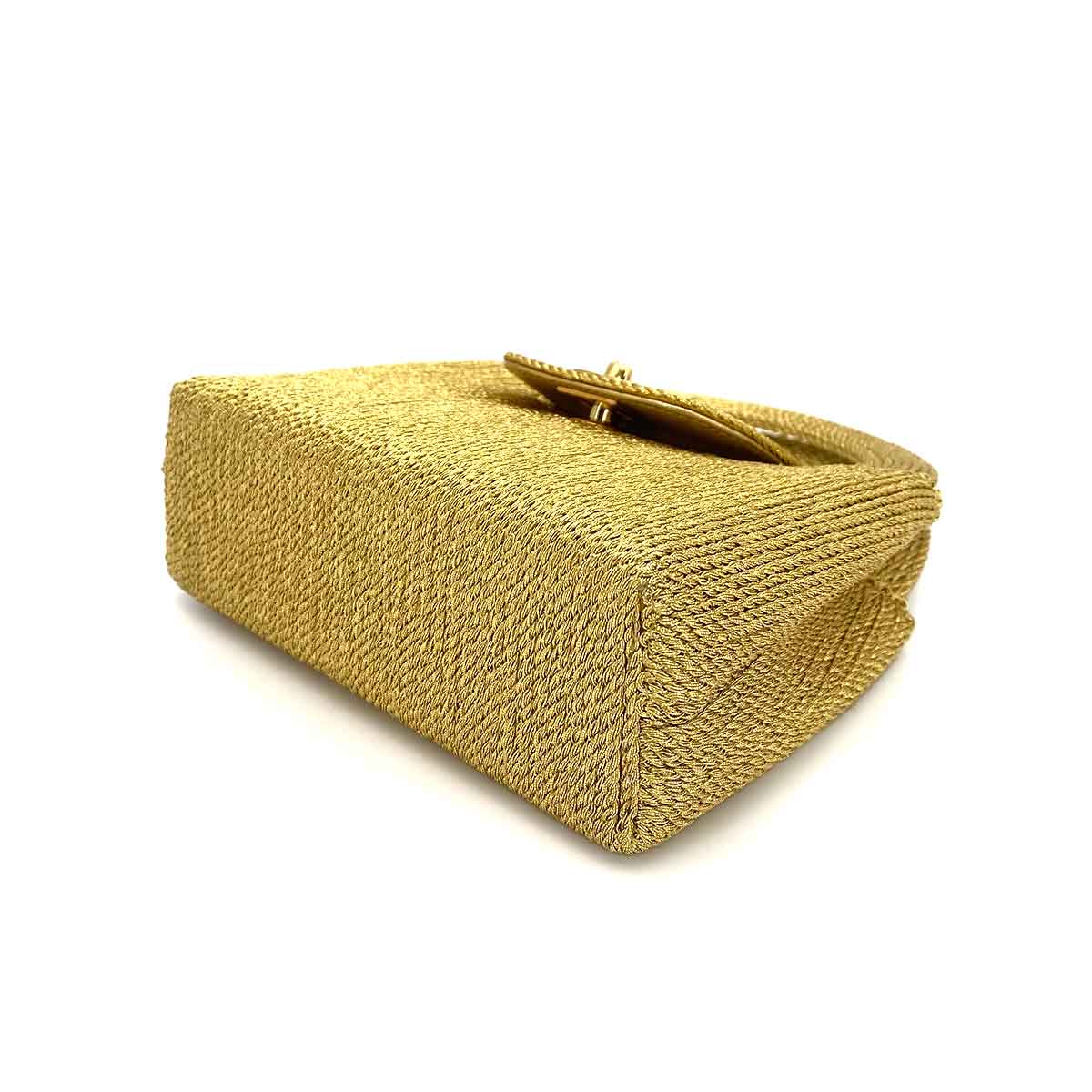 CHANEL VINTAGE KELLY TYPE MINI HAND BAG GOLD ROPE 90243197