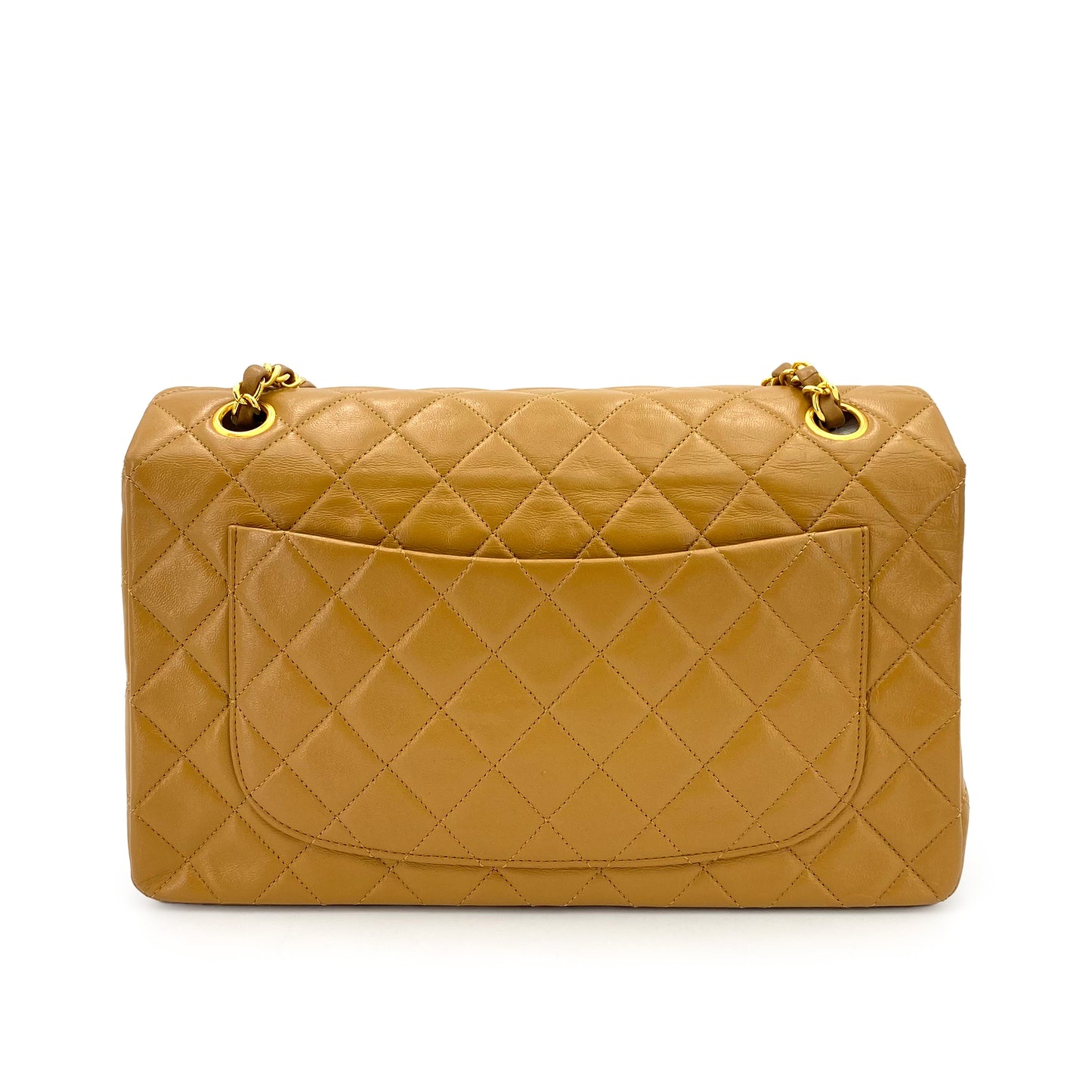 CHANEL VINTAGE MATELASSE CHAIN SHOULDER BAG BEIGE LAMB SKIN 90243198