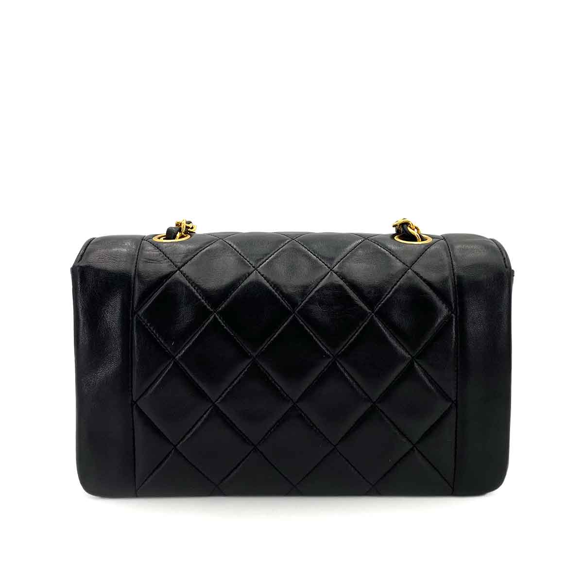 CHANEL VINTAGE MATELASSE CHAIN SHOULDER BAG BLACK LAMB SKIN 90243206