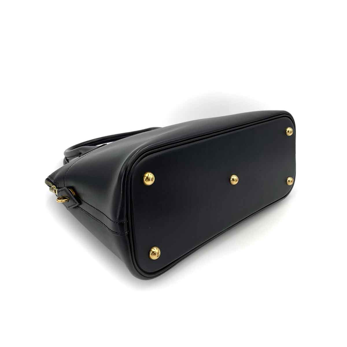 HERMES BOLIDE 31 BLACK BOXCALF HAND SHOULDER BAG □F 90243212