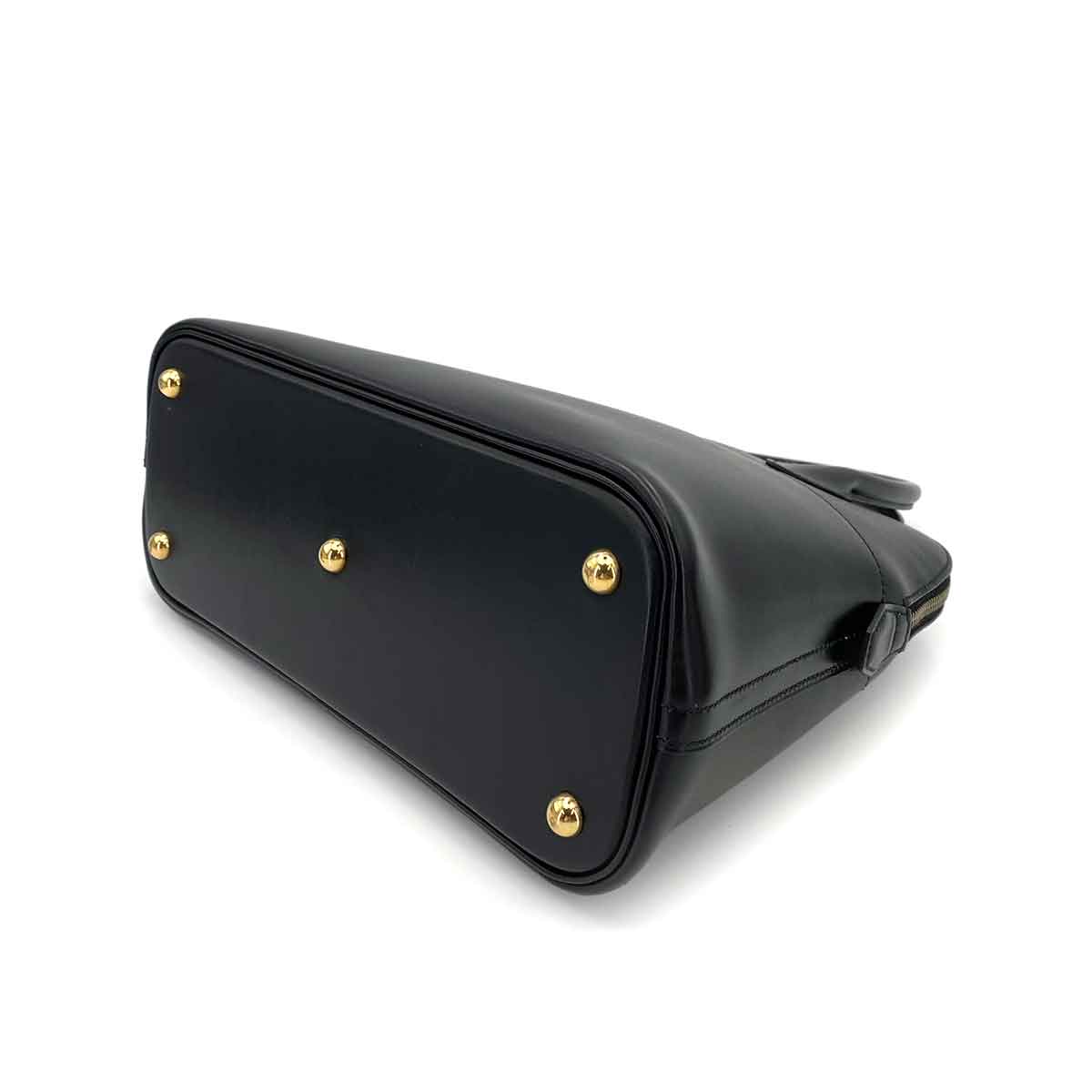 HERMES BOLIDE 31 BLACK BOXCALF HAND SHOULDER BAG □F 90243212