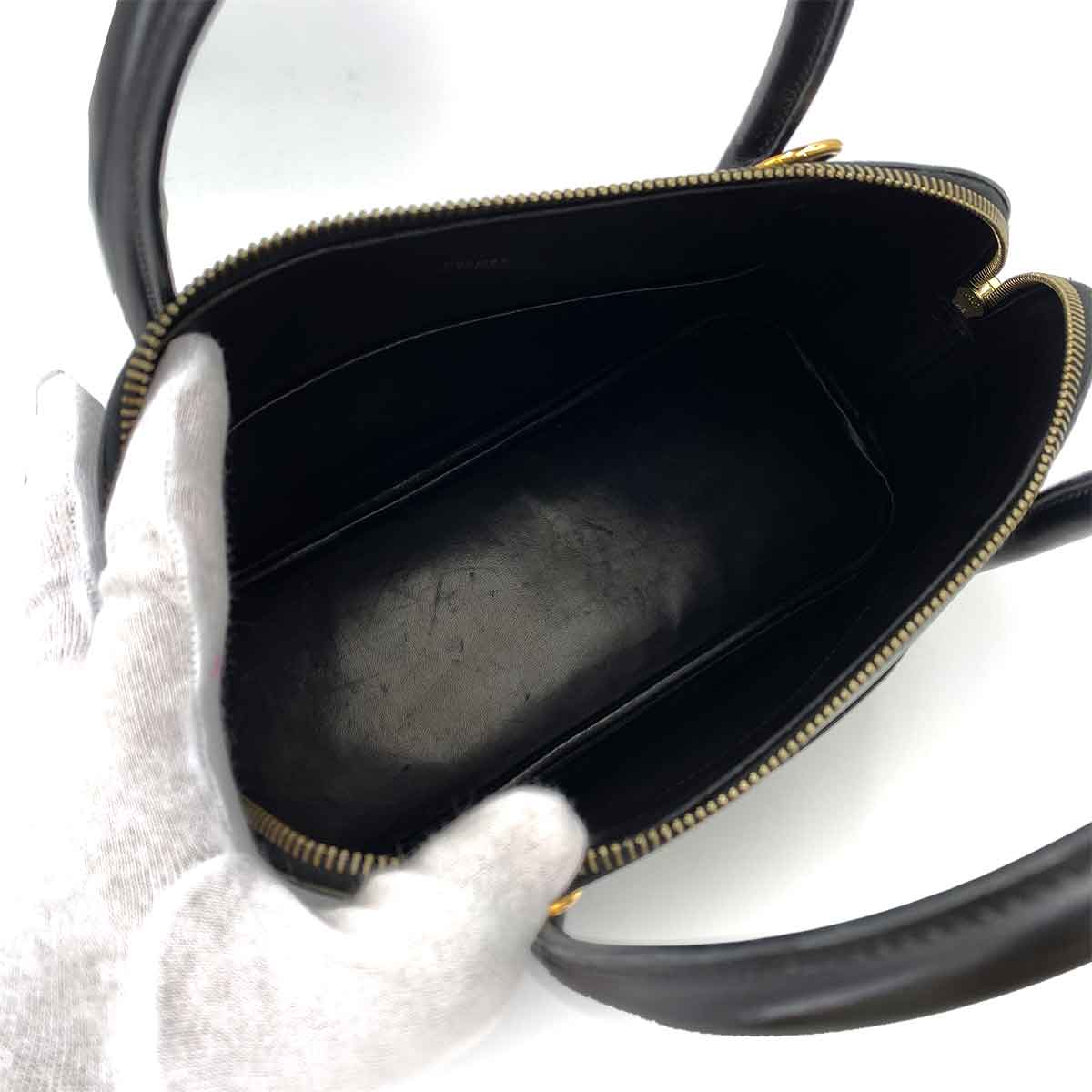 HERMES BOLIDE 31 BLACK BOXCALF HAND SHOULDER BAG □F 90243212