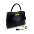 HERMES KELLY 28 SELLIER BLACK BOXCALF HAND SHOULDER BAG 〇Z 90243214 - PURPOSE
