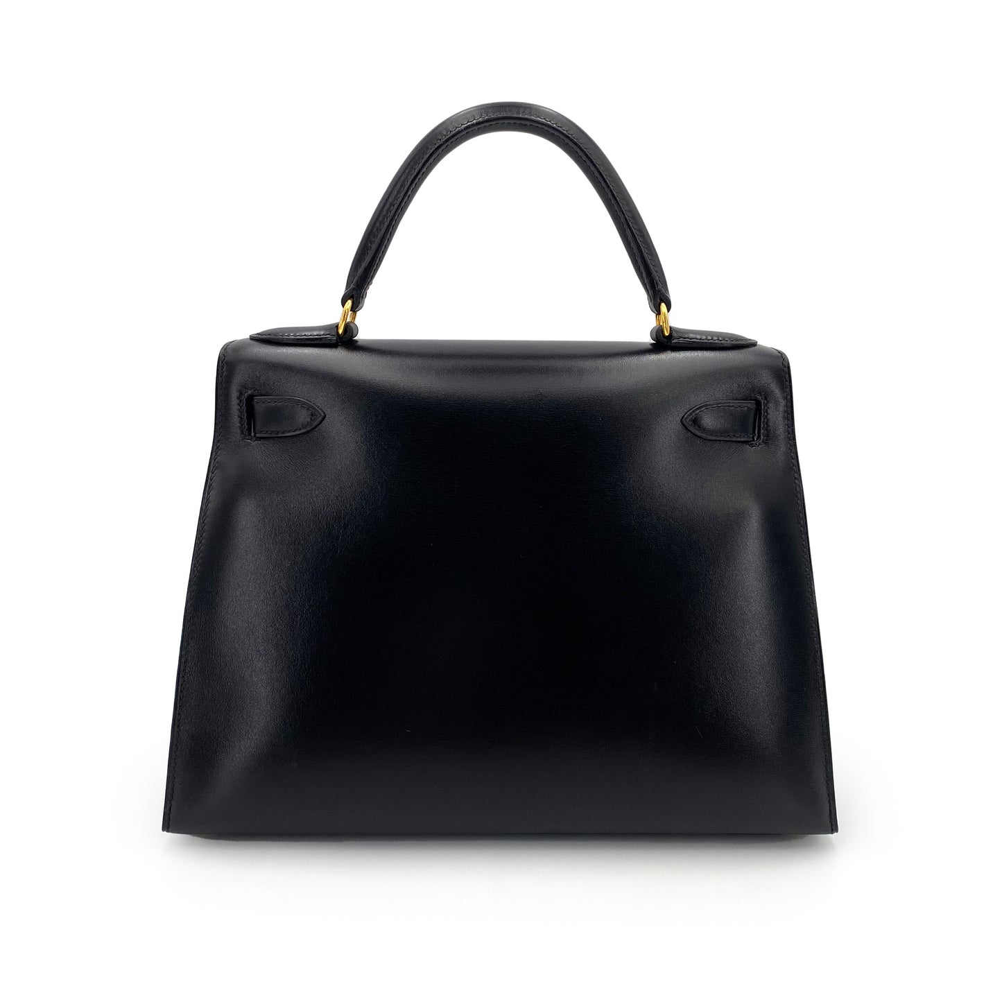 HERMES KELLY 28 SELLIER BLACK BOXCALF HAND SHOULDER BAG 〇Z 90243214