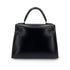 HERMES KELLY 28 SELLIER BLACK BOXCALF HAND SHOULDER BAG 〇Z 90243214 - PURPOSE
