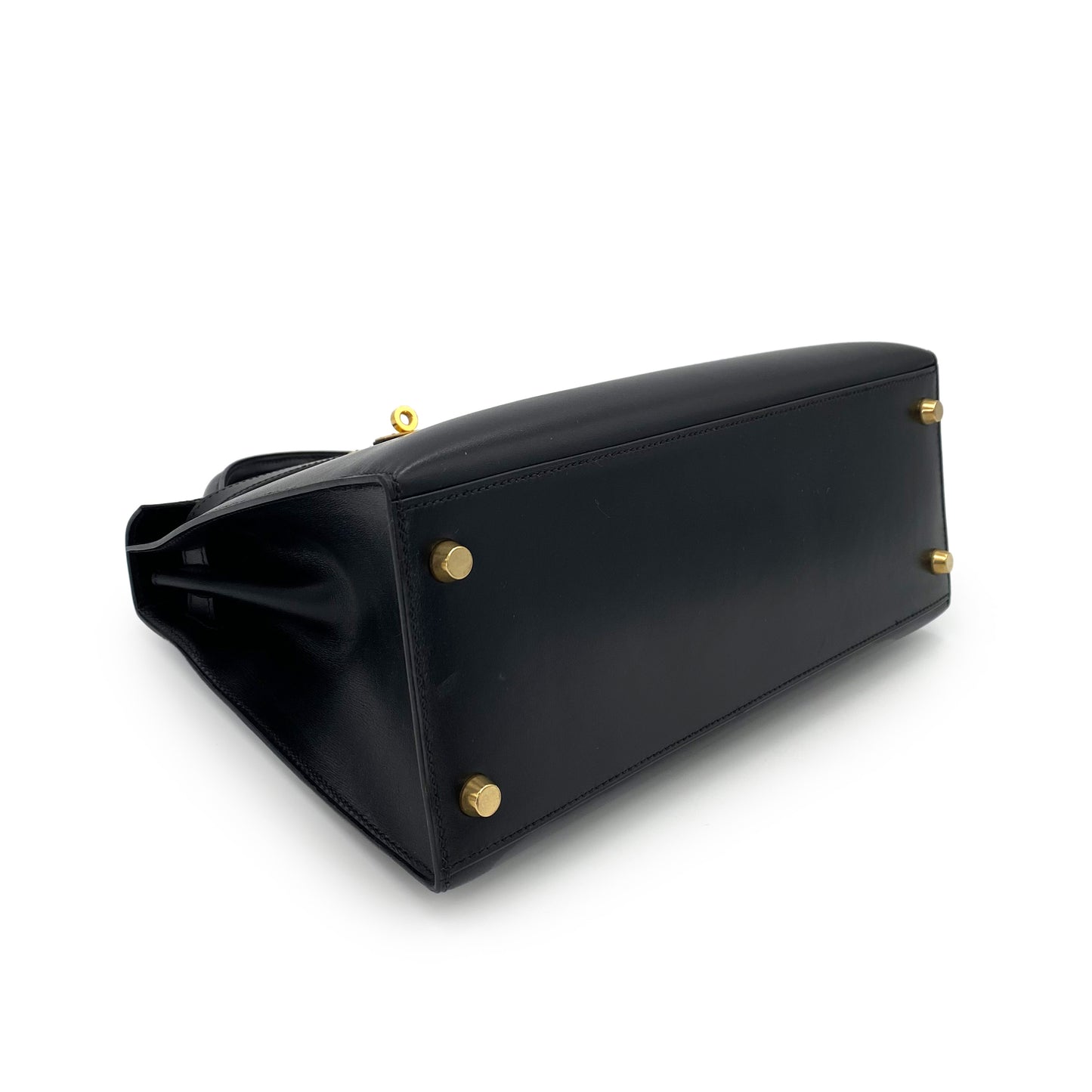 HERMES KELLY 28 SELLIER BLACK BOXCALF HAND SHOULDER BAG 〇Z 90243214