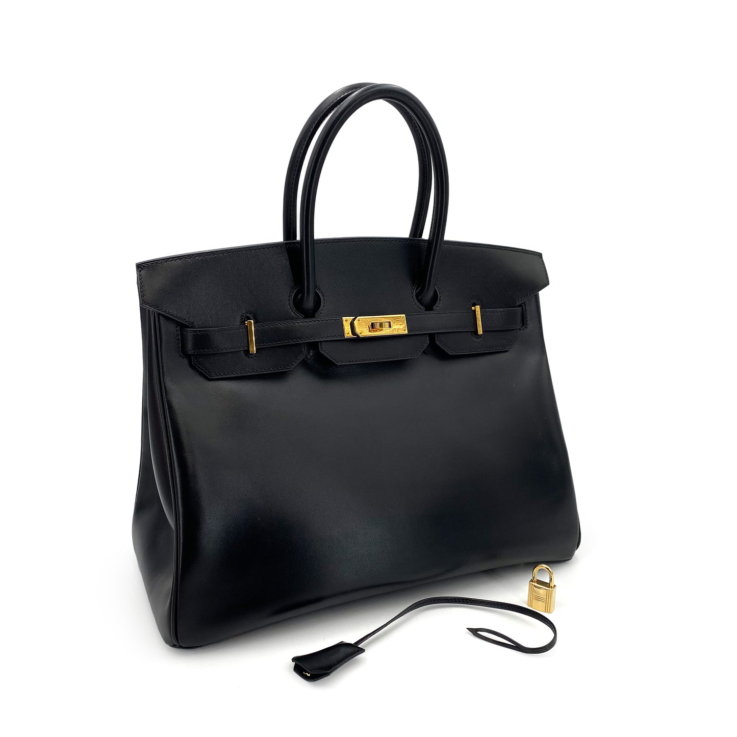 HERMES BIRKIN 35 BLACK BOXCALF HAND BAG □F 90243224