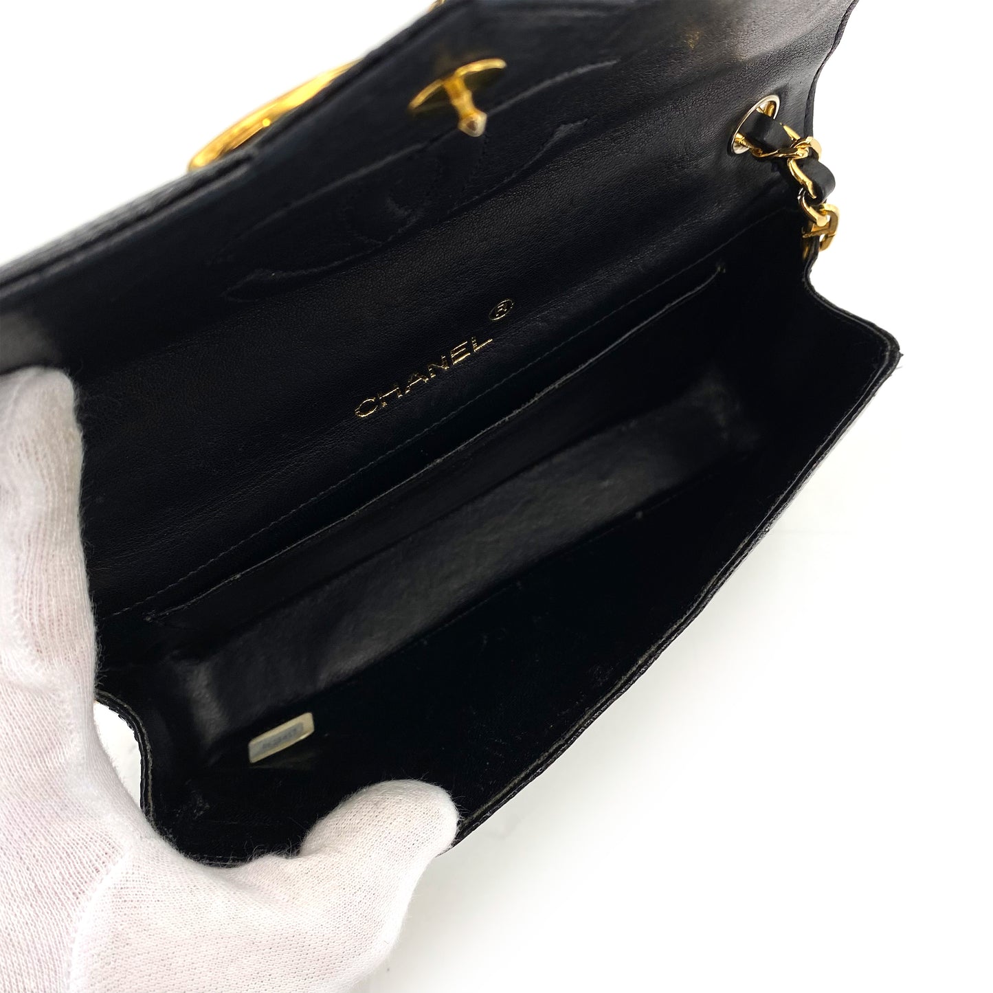 CHANEL VINTAGE BIG COCO CHAIN SHOULDER BAG BLACK LIZARD 90243228