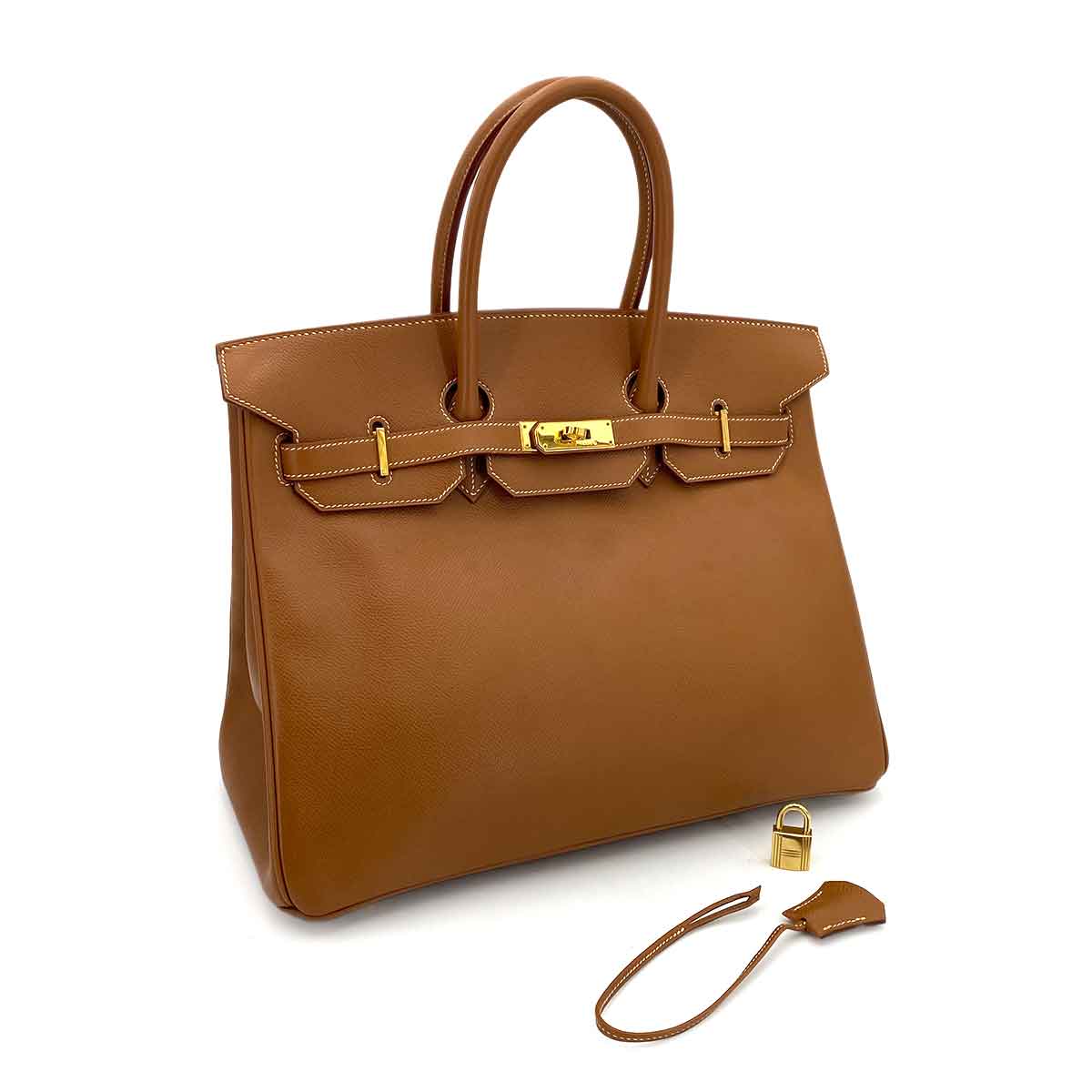 HERMES BIRKIN 35 GOLD COURCHEVEL HAND BAG □C 90243232