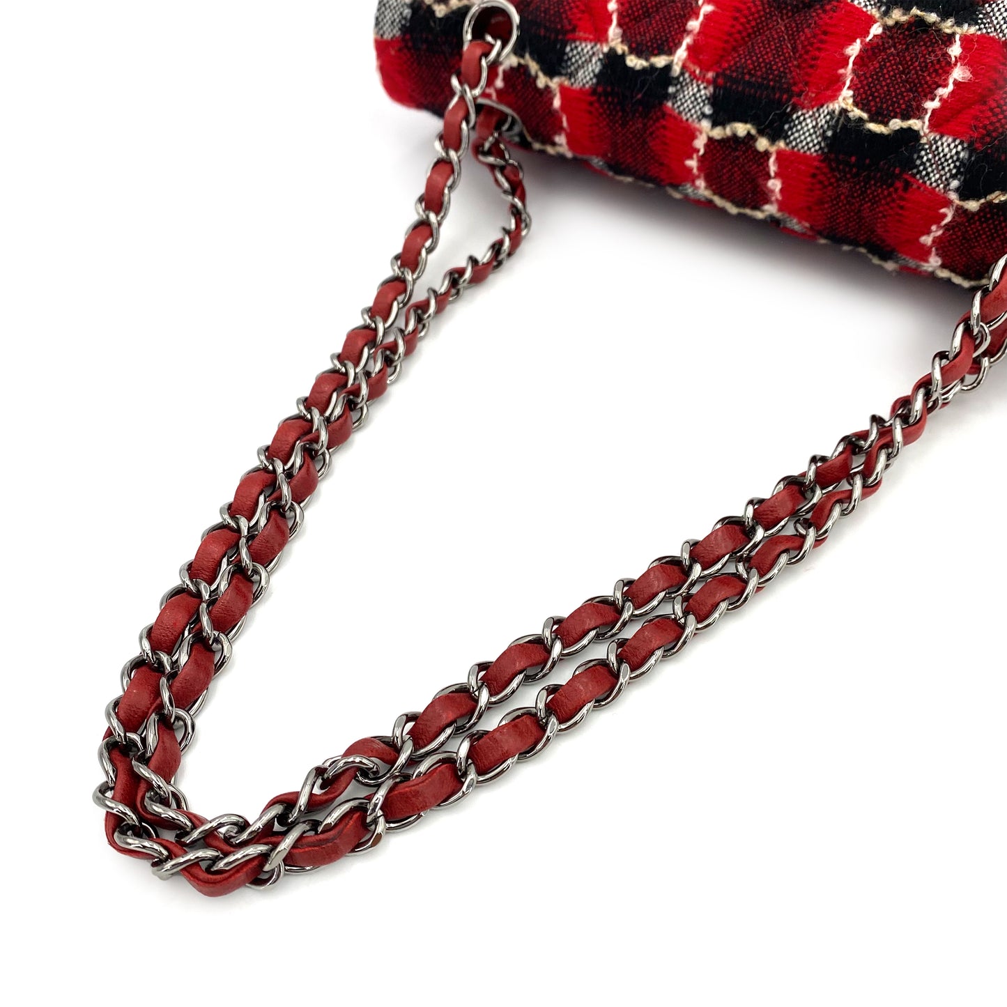 CHANEL CLASSIC FLAP MEDIUM TWEED MULTICOLOR CHAIN SHOULDER BAG 90243236