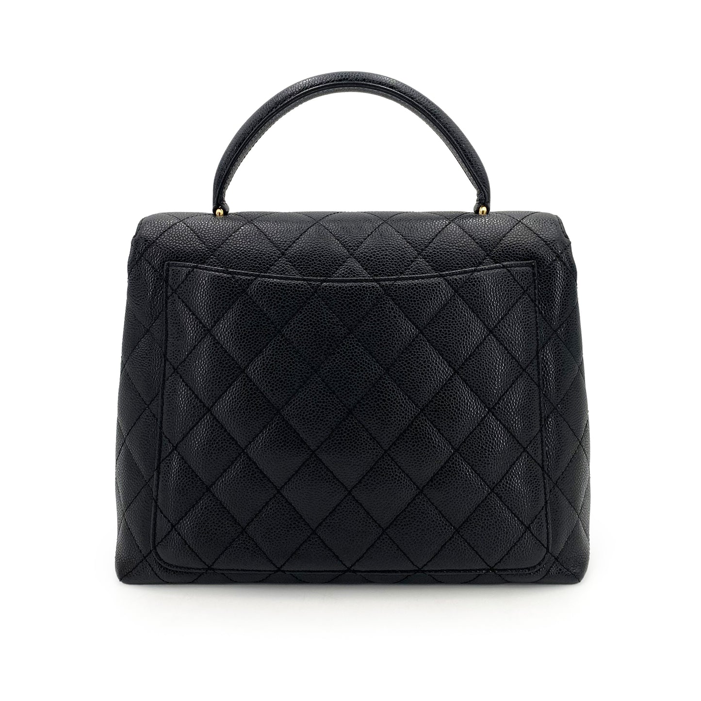 CHANEL VINTAGE MATELASSE HAND BAG BLACK CAVIAR SKIN 90243238