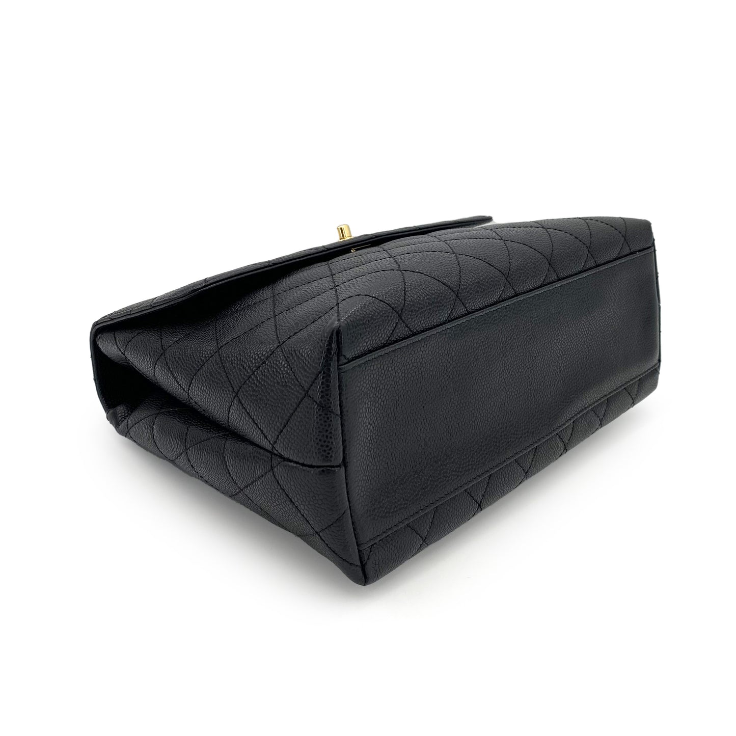 CHANEL VINTAGE MATELASSE HAND BAG BLACK CAVIAR SKIN 90243238