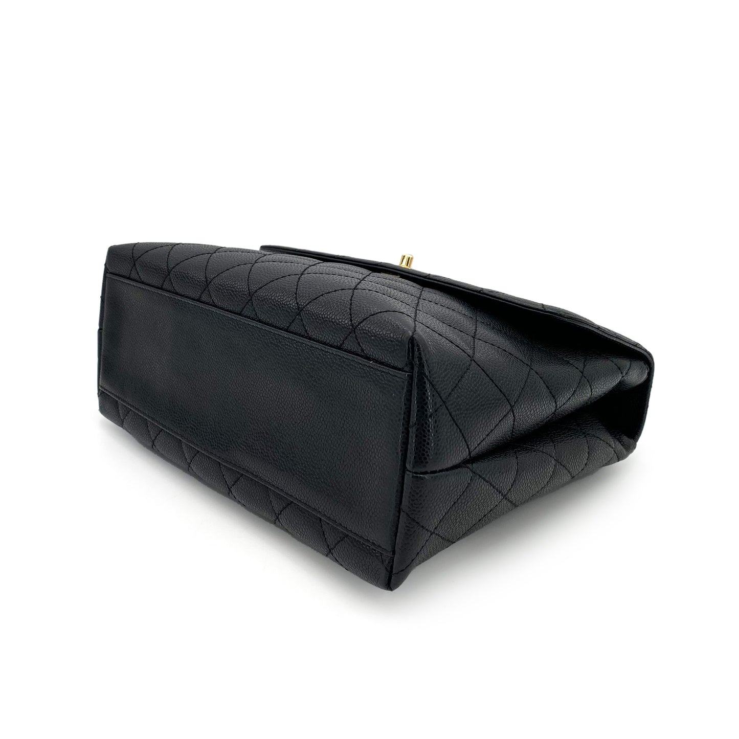 CHANEL VINTAGE MATELASSE HAND BAG BLACK CAVIAR SKIN 90243238