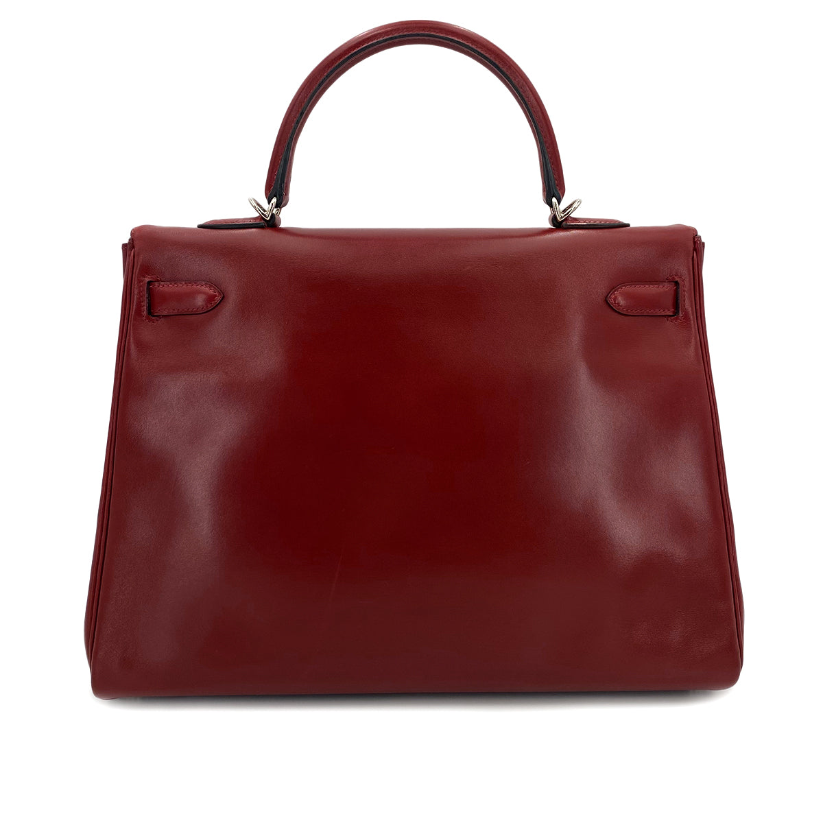 HERMES KELLY 35 RETOURNE ROUGE H BOXCALF HAND SHOULDER BAG □O 90243242