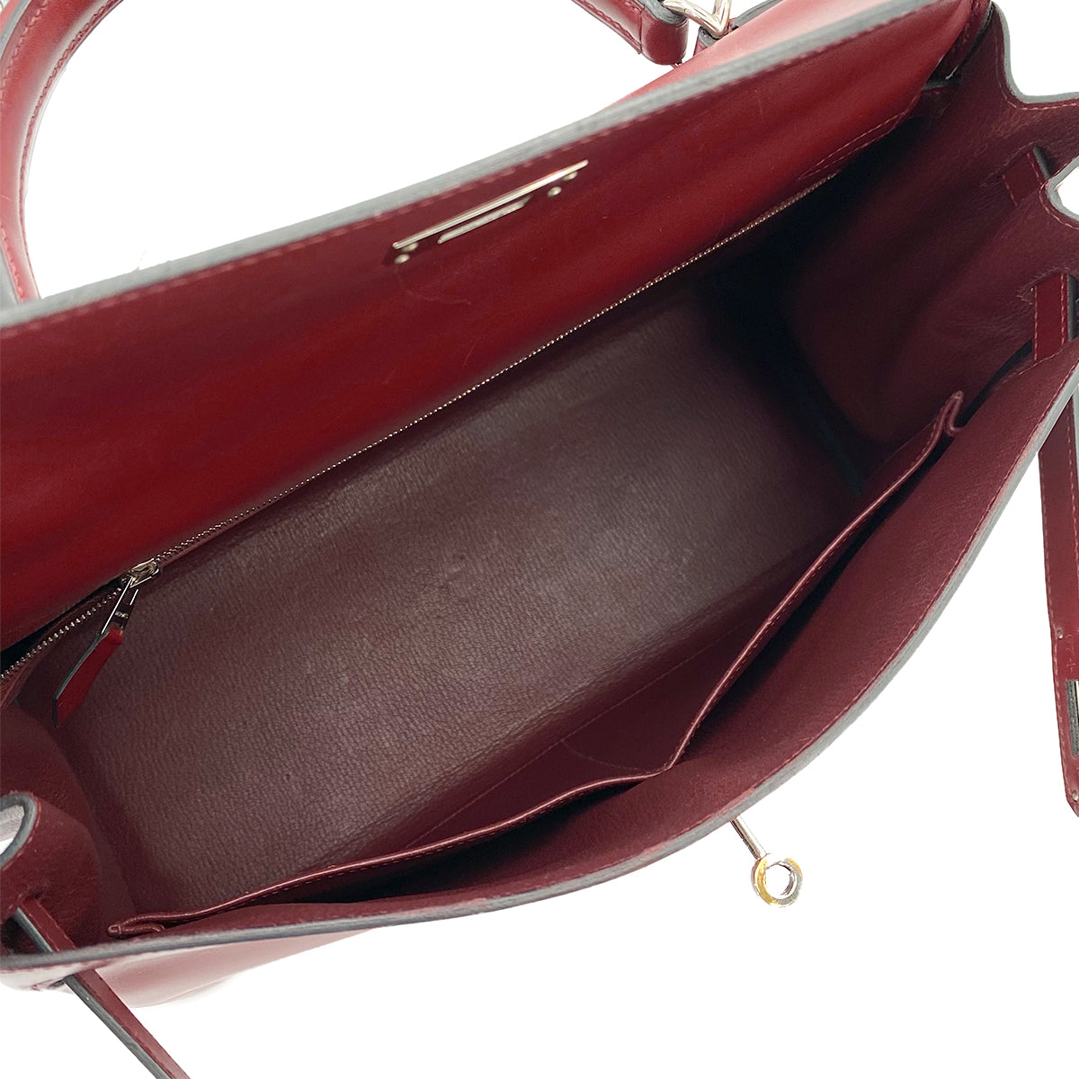 HERMES KELLY 35 RETOURNE ROUGE H BOXCALF HAND SHOULDER BAG □O 90243242
