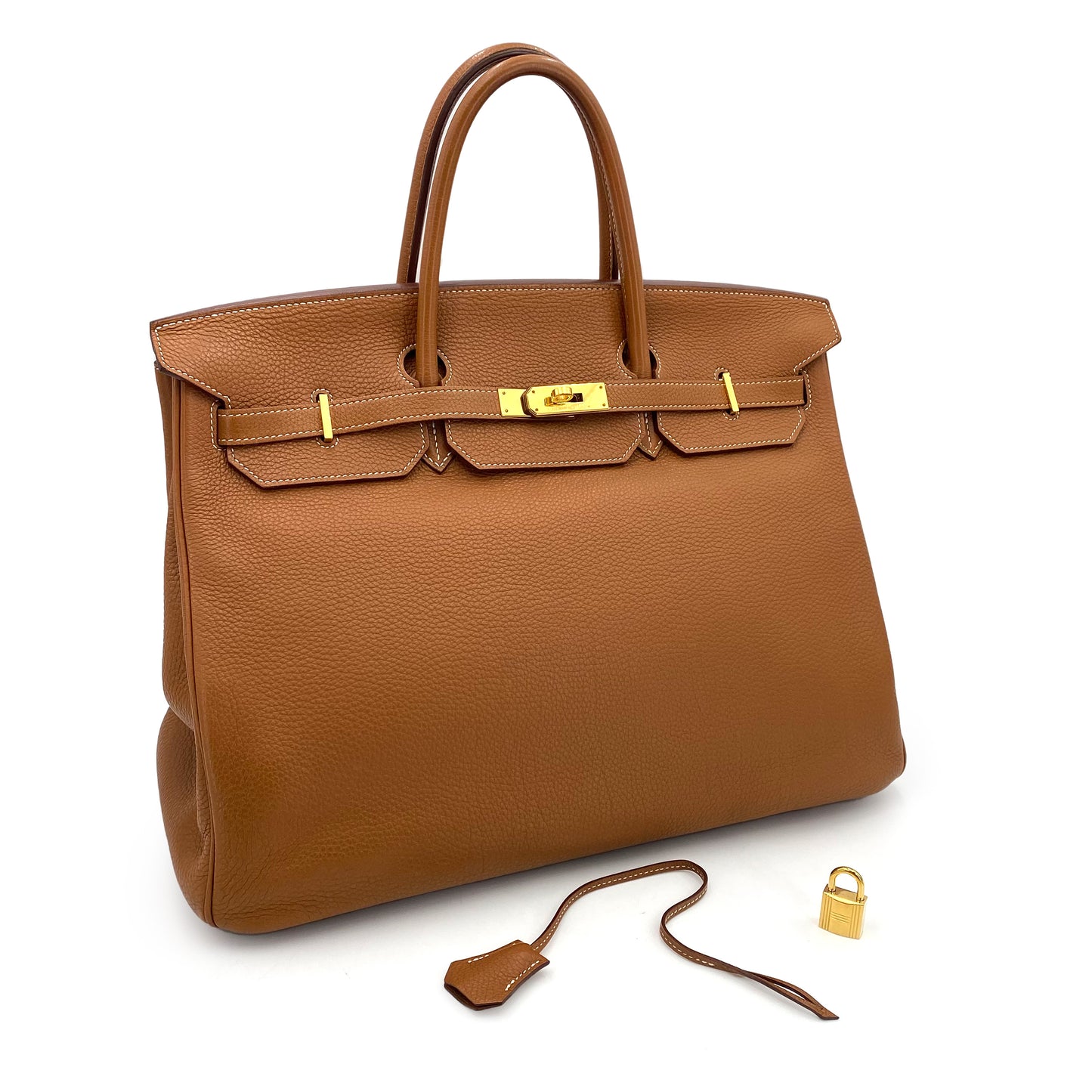 HERMES BIRKIN 40 GOLD TOGO HAND BAG □O 90243248