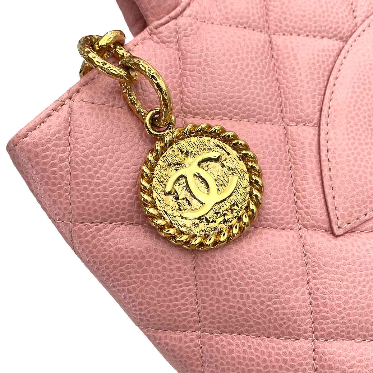 CHANEL VINTAGE MEDALLION TOTE BAG PINK CAVIAR SKIN 90243297