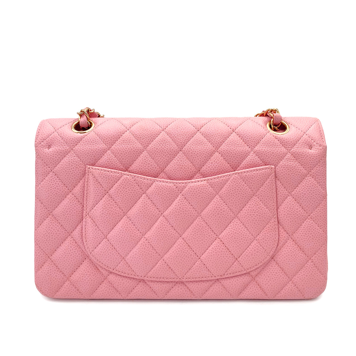 CHANEL VINTAGE CLASSIC FLAP MEDIUM CHAIN SHOULDER BAG PINK CAVIAR SKIN 90243301