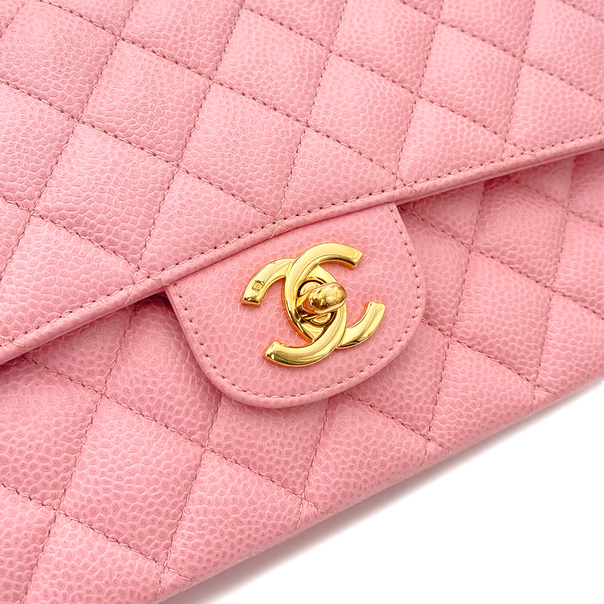 CHANEL VINTAGE CLASSIC FLAP MEDIUM CHAIN SHOULDER BAG PINK CAVIAR SKIN 90243301