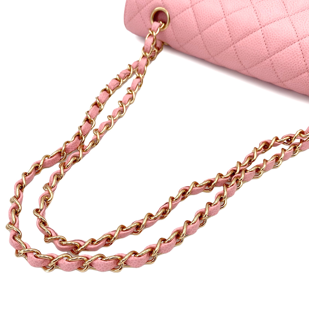 CHANEL VINTAGE CLASSIC FLAP MEDIUM CHAIN SHOULDER BAG PINK CAVIAR SKIN 90243301
