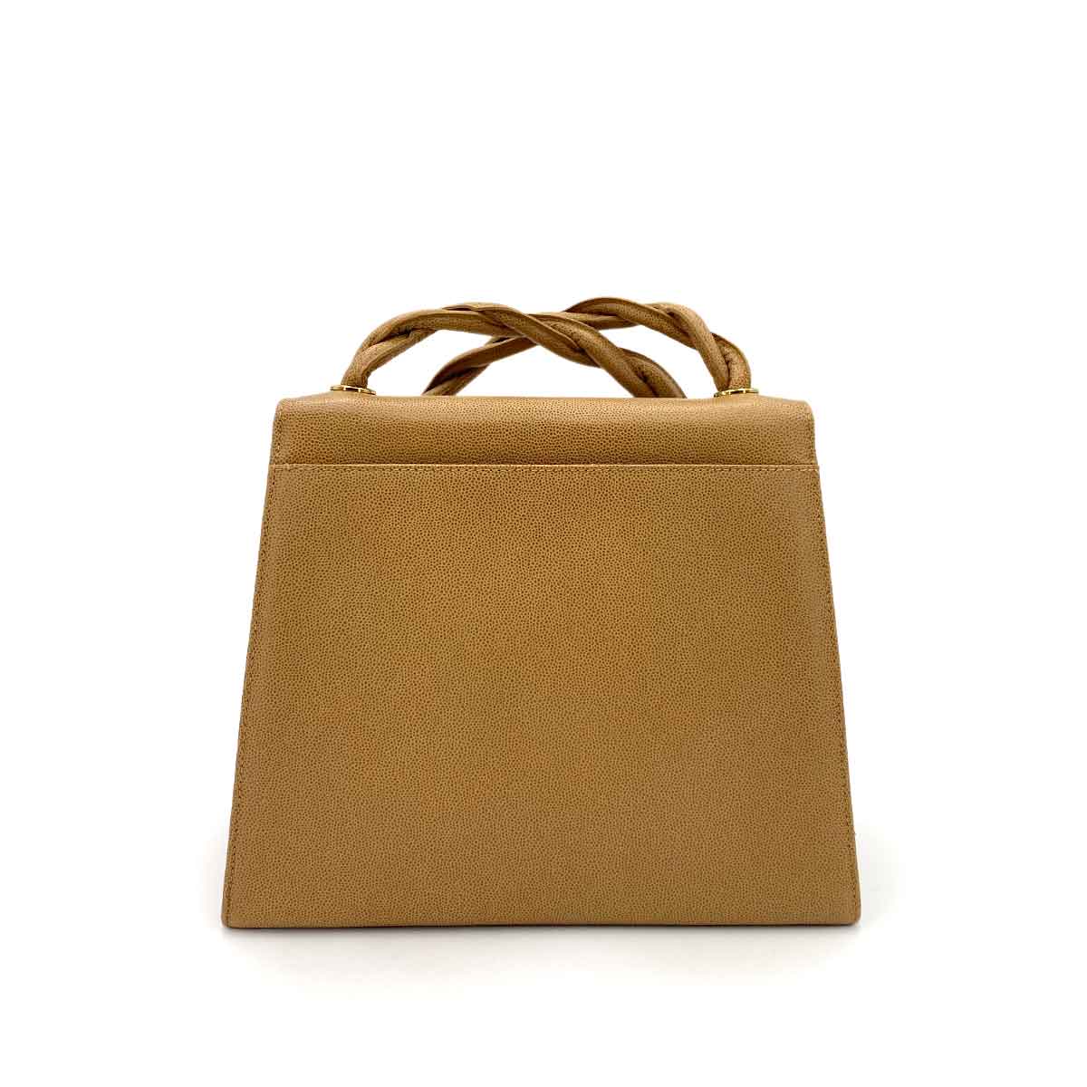 CHANEL VINTAGE TWIST SHOULDER BAG BEIGE CAVIAR SKIN 90243307
